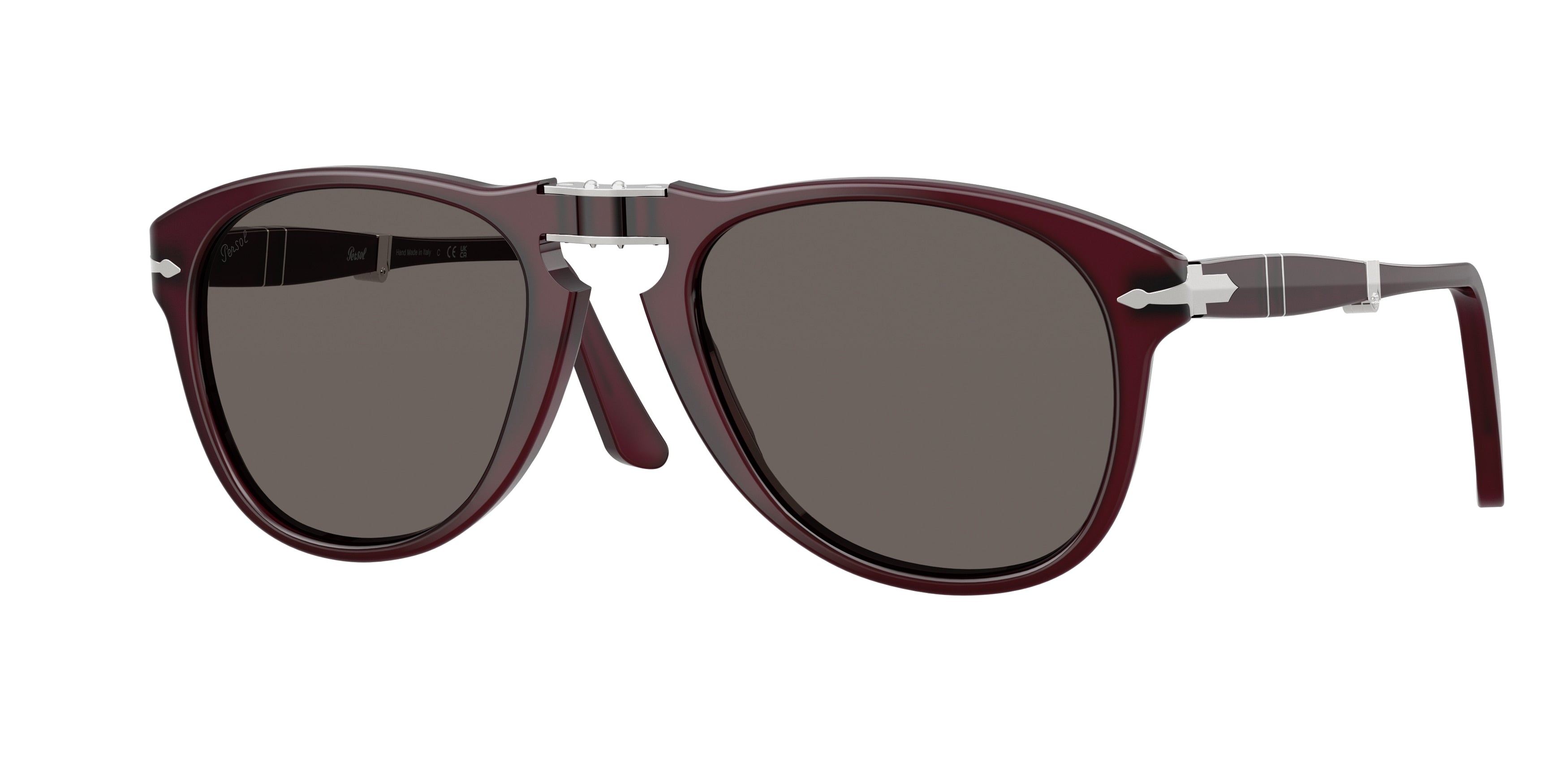 Persol FOLDING PO0714 Pilot Sunglasses 1216B1-Milky Plum 54-140-21 - Color Map Bordeaux