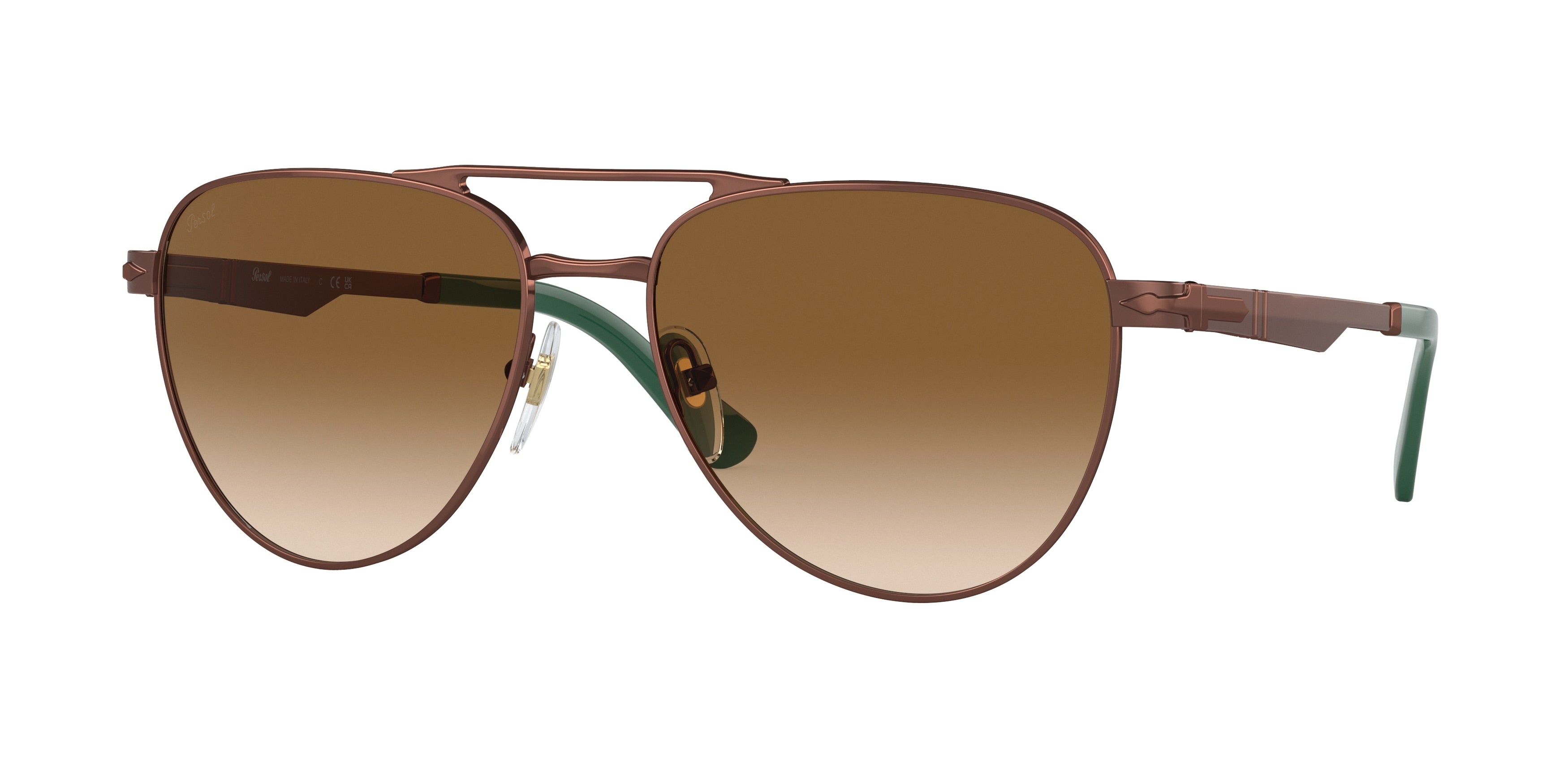 Persol PO1003S Pilot Sunglasses 112451-Shiny Brown 58-145-17 - Color Map Brown