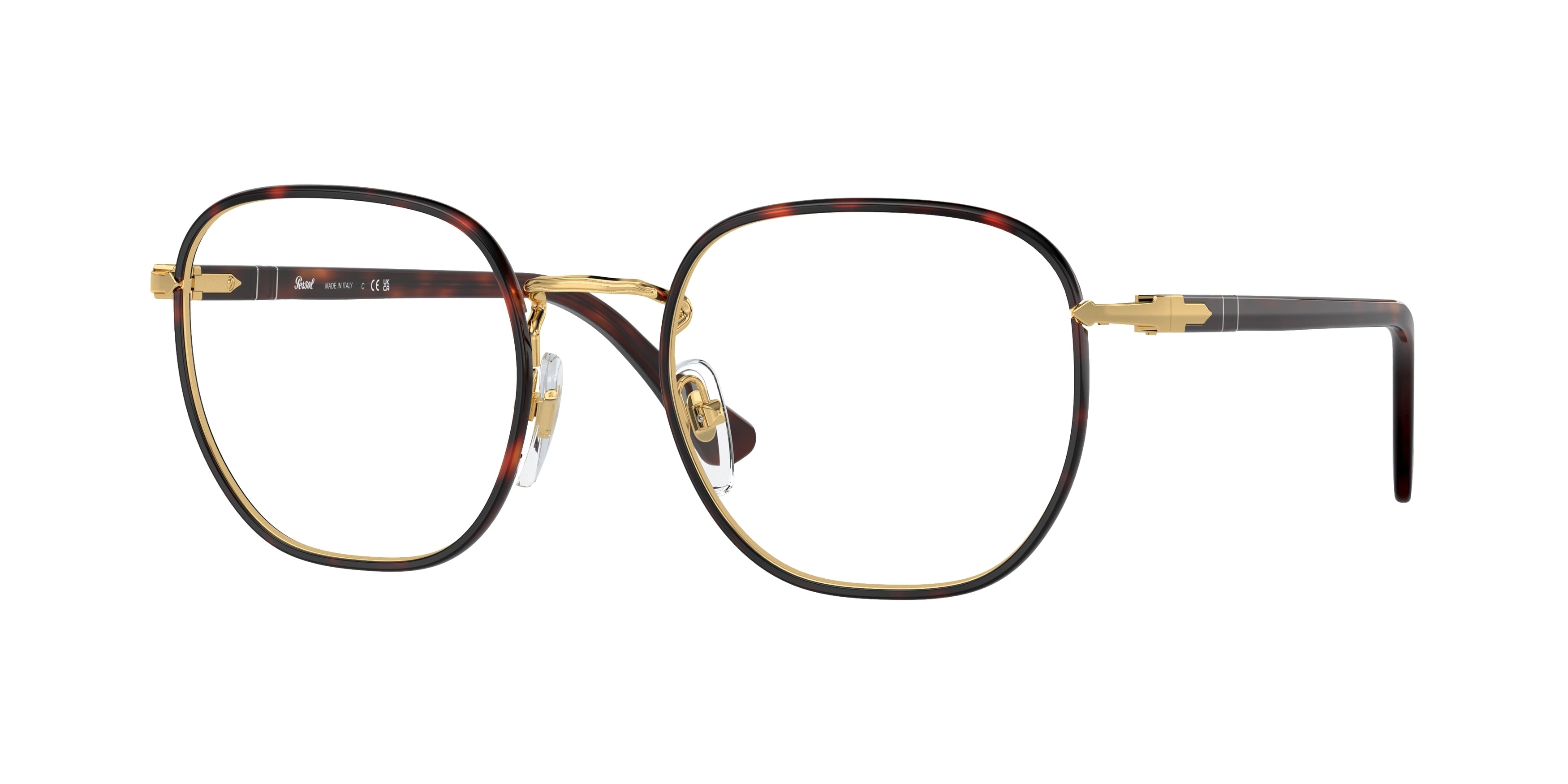 Persol PO1014VJ Round Eyeglasses 1126-Gold Havana 52-145-20 - Color Map Gold