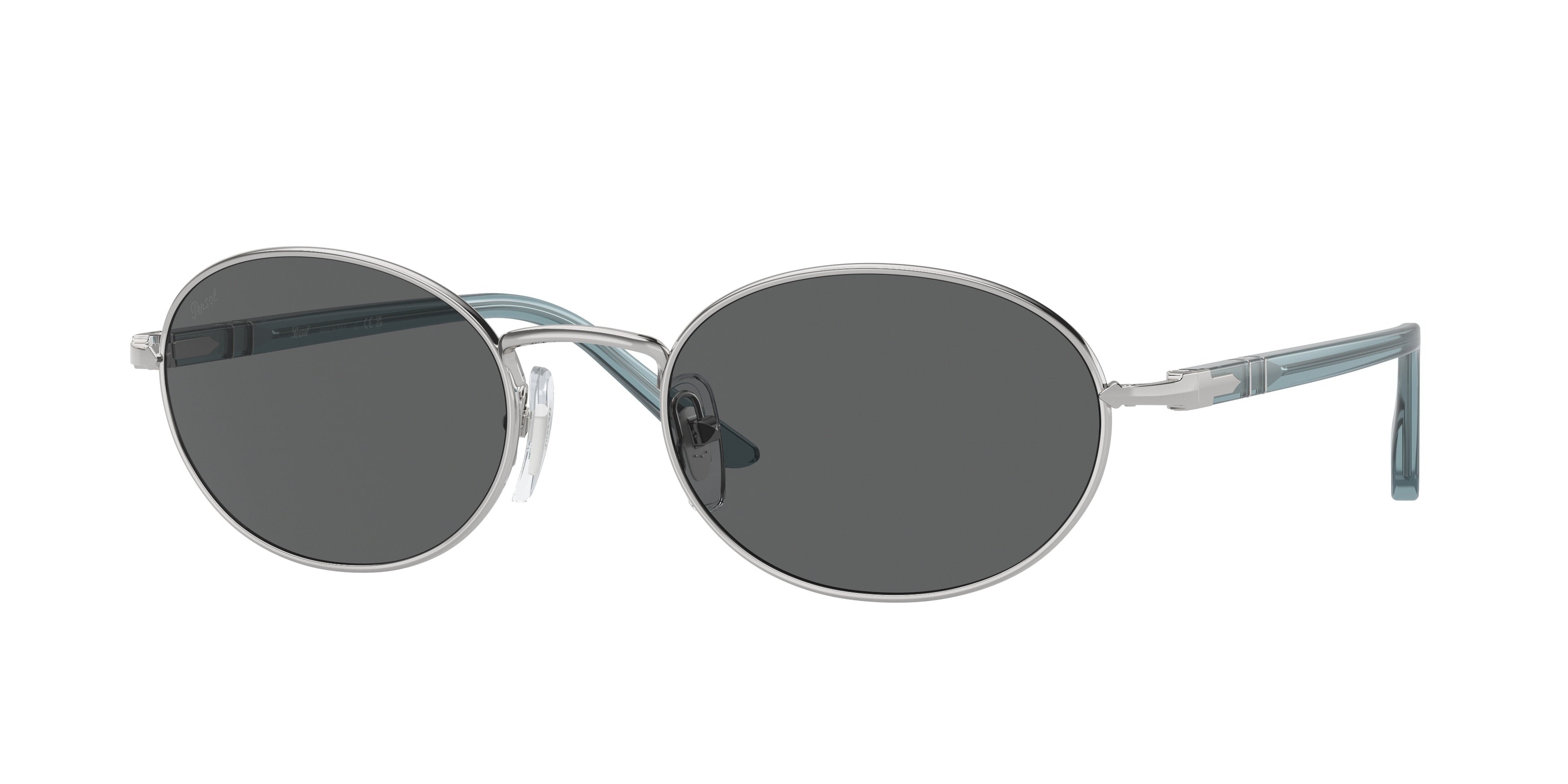 Persol IDA PO1018S Oval Sunglasses 518/B1-Silver 55-145-21 - Color Map Silver
