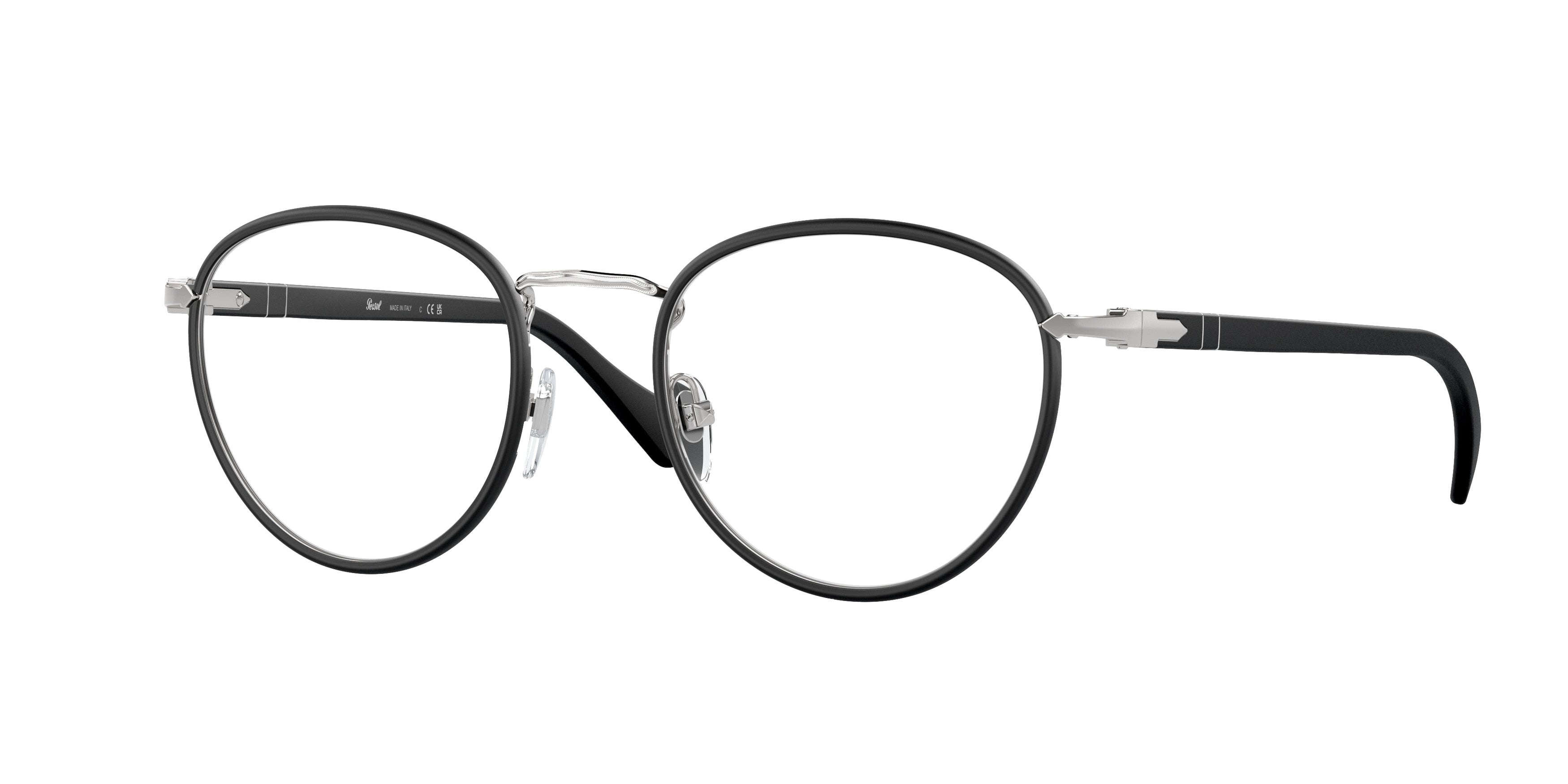 Persol PO2410VJ Phantos Eyeglasses 1119-Silver Black 49-140-20 - Color Map Silver