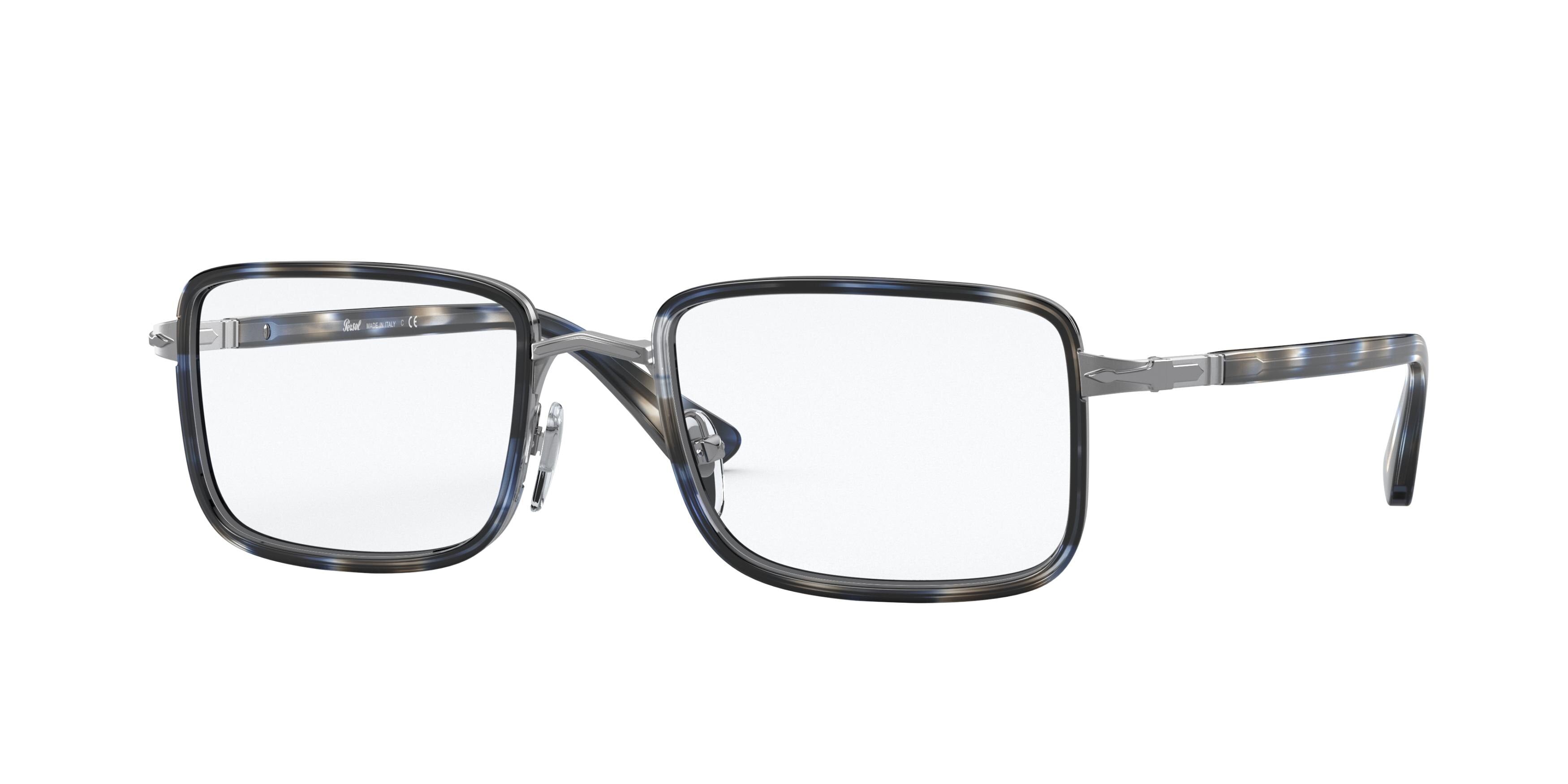 Persol PO2473V Rectangle Eyeglasses 1099-Blue Striped Grey 51-140-20 - Color Map Blue