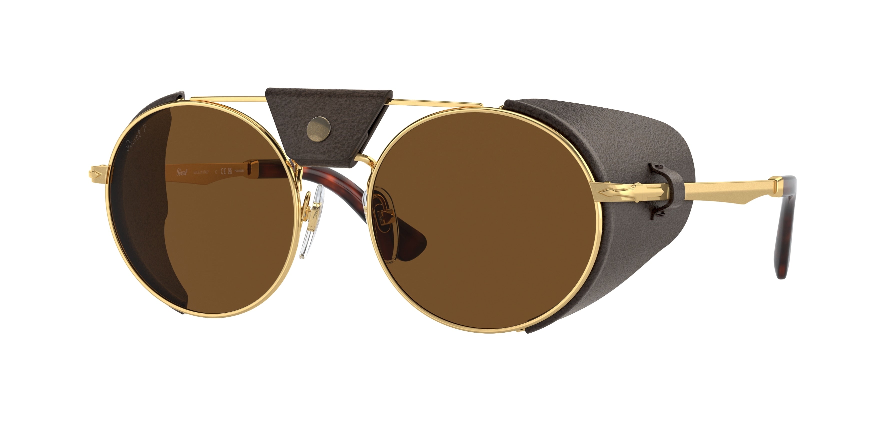 Persol PO2496SZ Round Sunglasses 114057-Gold 52-140-18 - Color Map Gold