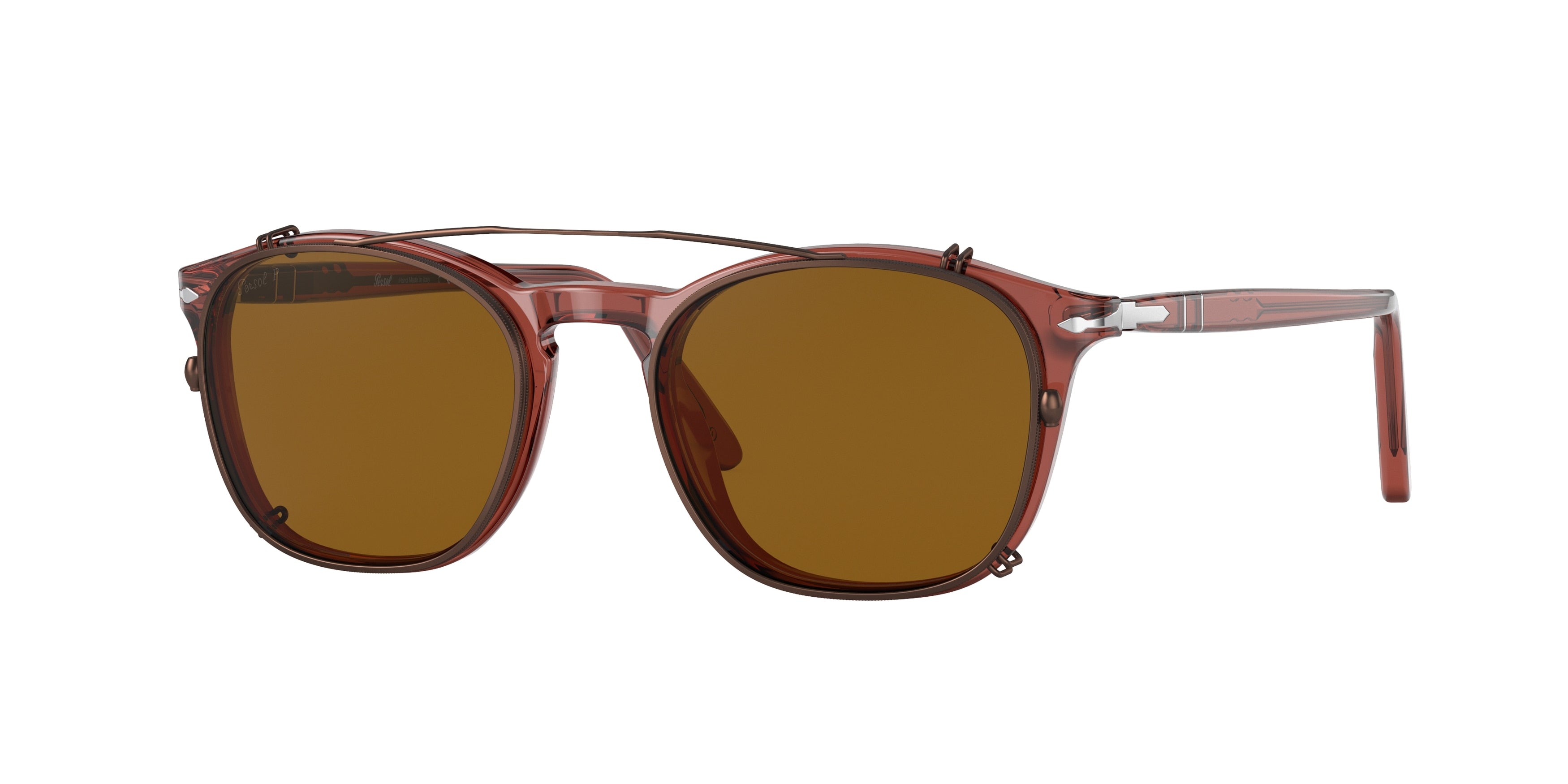 Persol PO3007C Square Clip-On  962/83-Brown 52-0-19 - Color Map Polar Brown