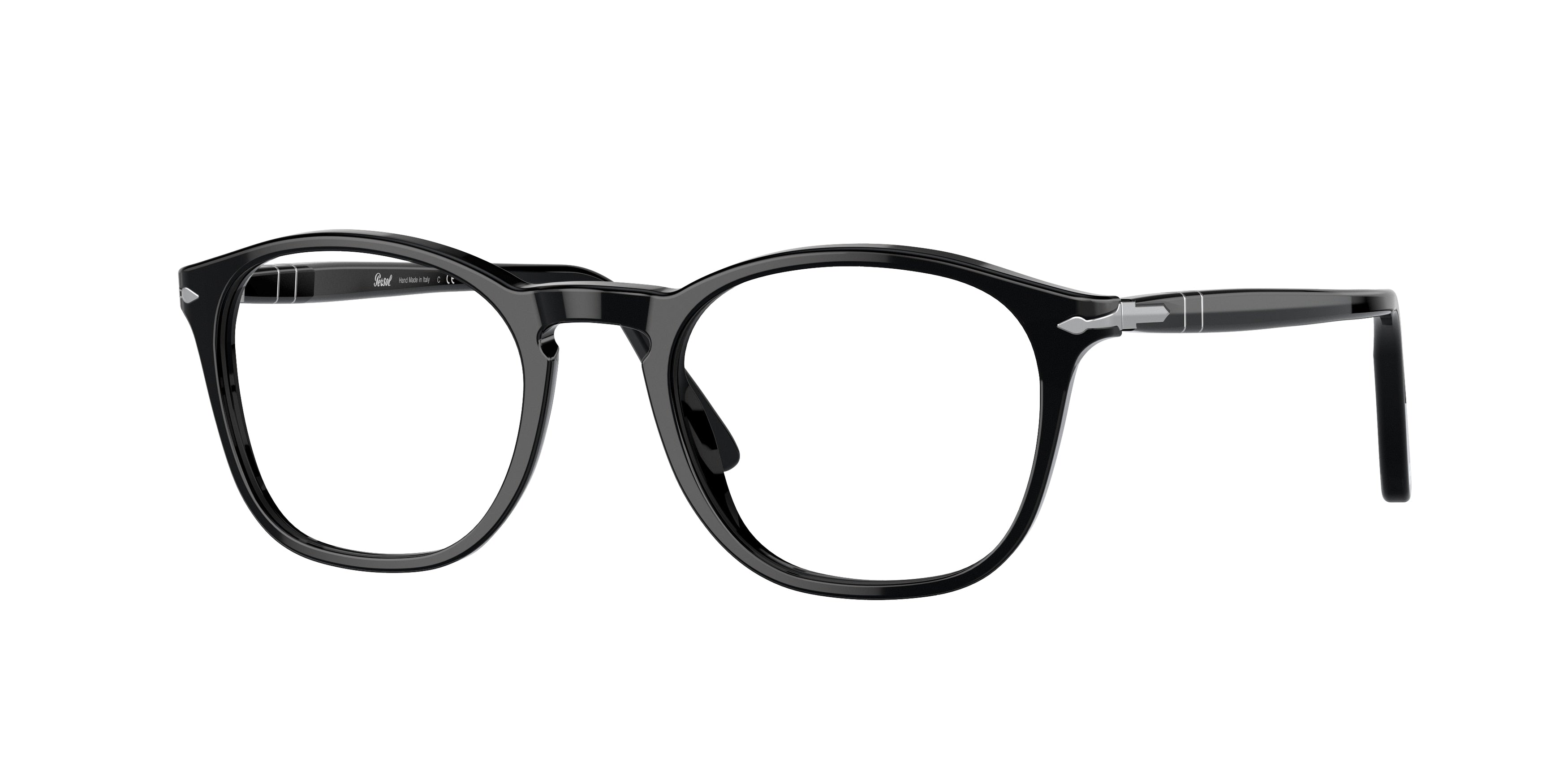 Persol PO3007V Square Eyeglasses 1154-Black 52-145-19 - Color Map Black