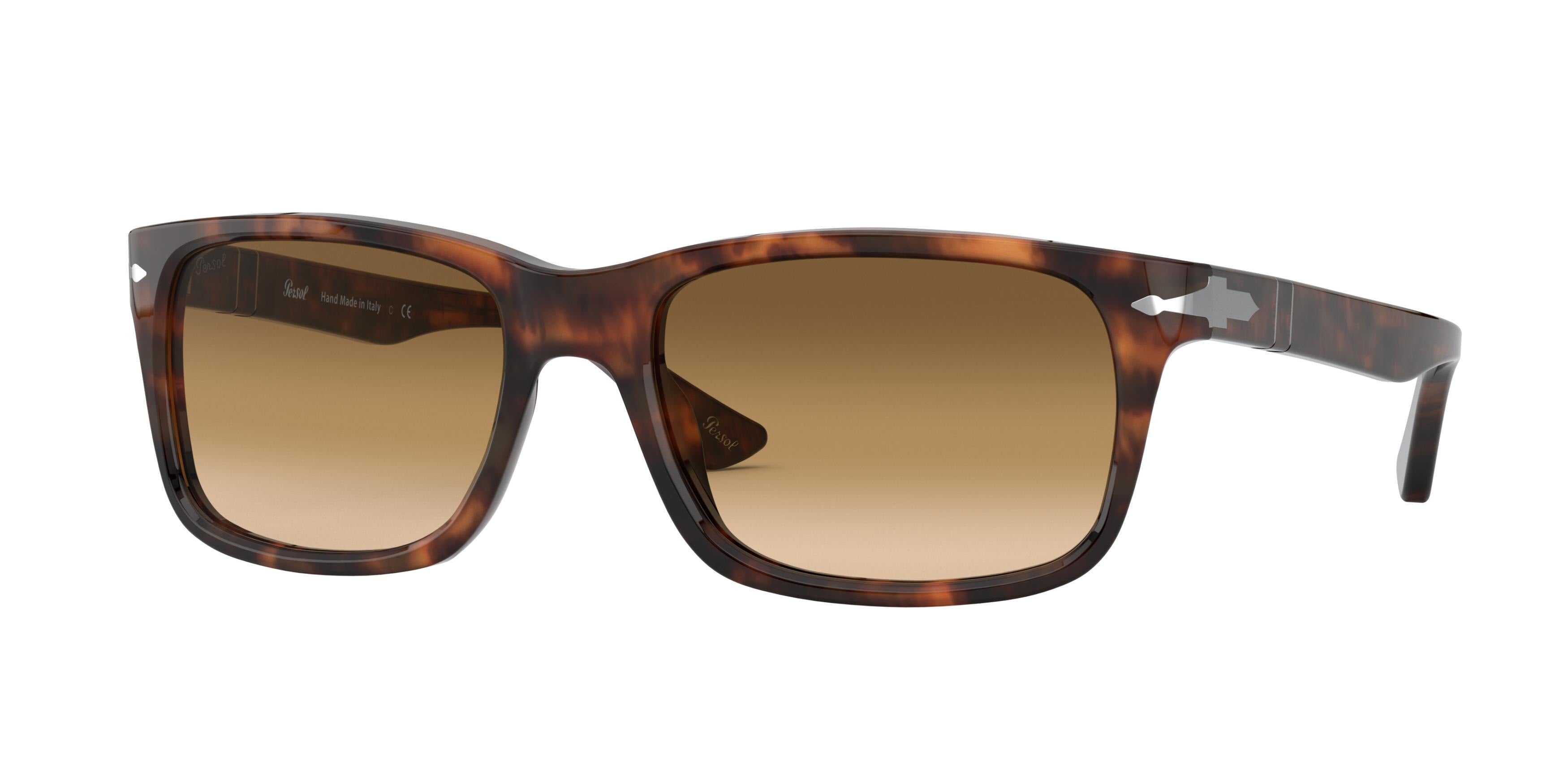 Persol PO3048S Rectangle Sunglasses 108/51-Caffe' 58-145-19 - Color Map Tortoise