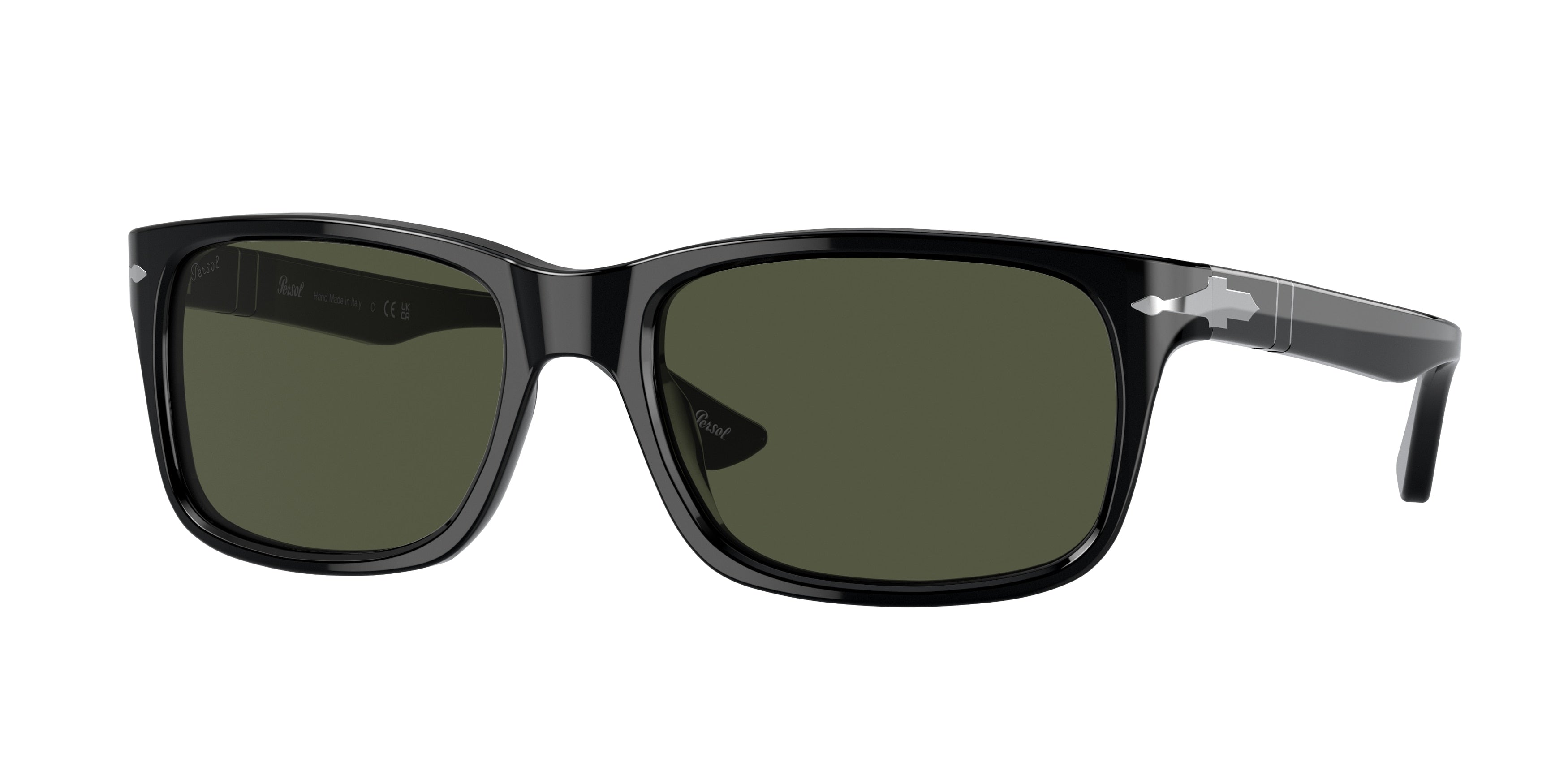 Persol PO3048S Rectangle Sunglasses 95/31-Black 58-145-19 - Color Map Black