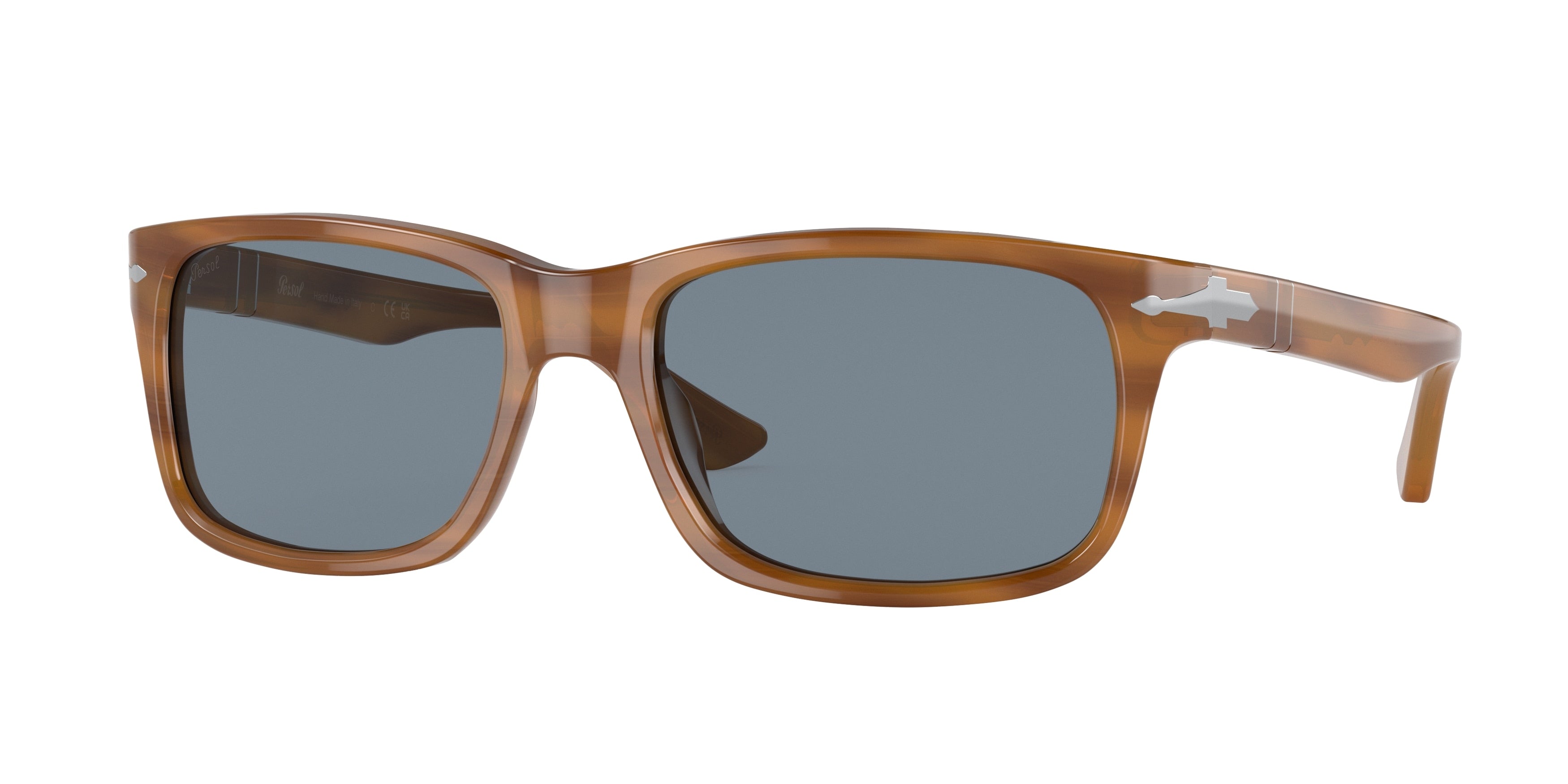 Persol PO3048S Rectangle Sunglasses 960/56-Striped Brown 58-145-19 - Color Map Tortoise