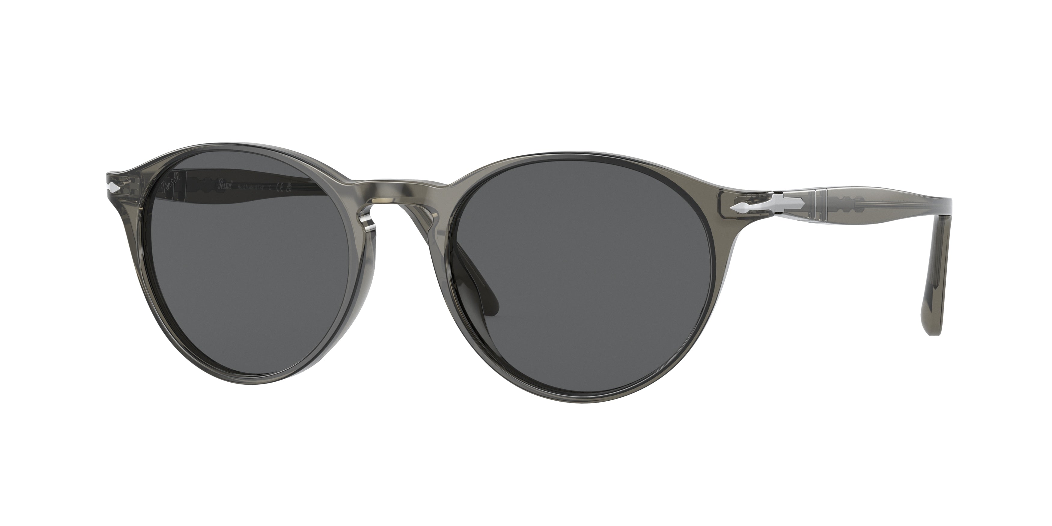 Persol PO3092SM Round Sunglasses 1103B1-Dark Transparent Grey 50-145-19 - Color Map Grey
