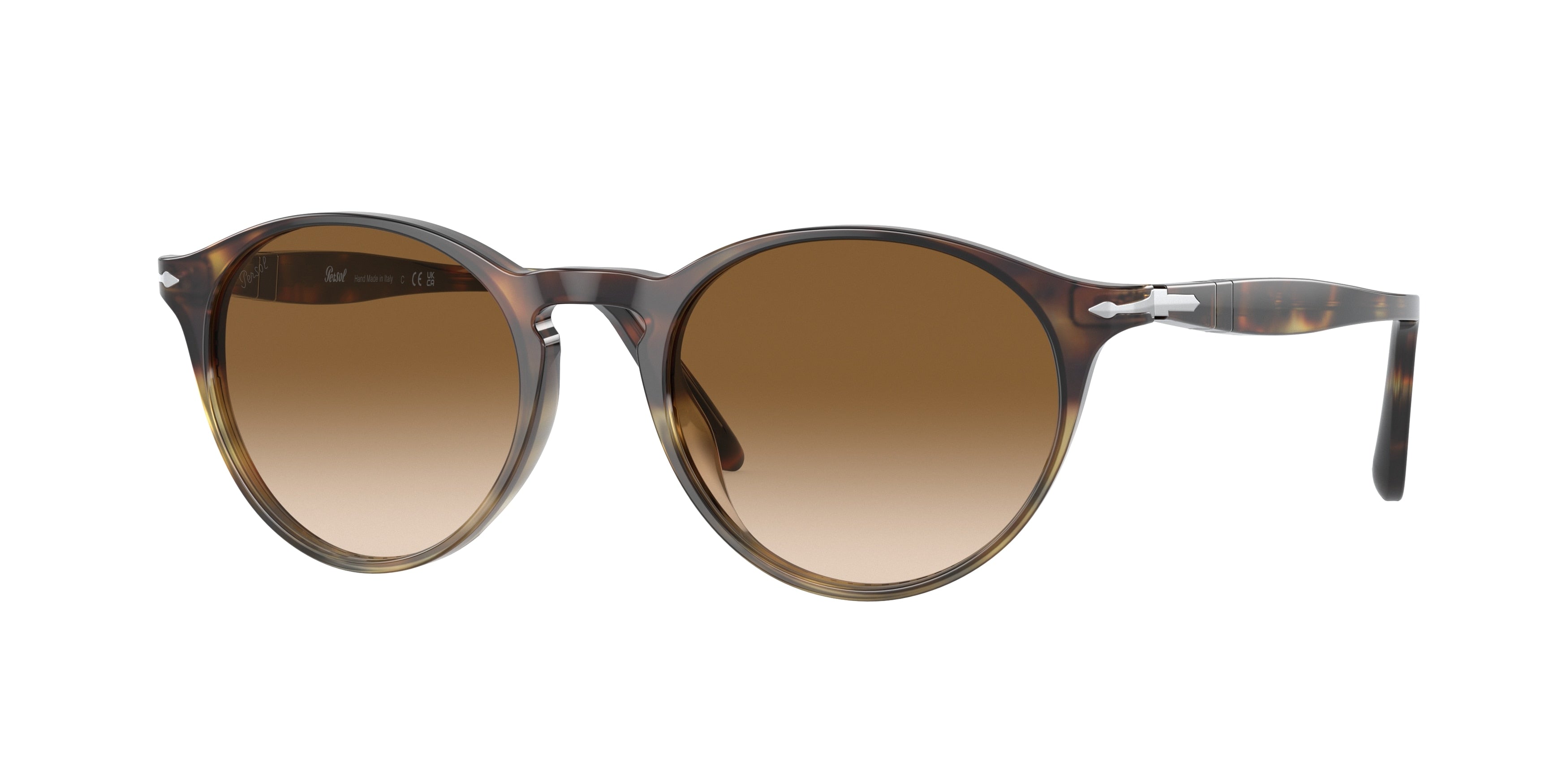 Persol PO3092SM Round Sunglasses 115851-Gradient Brown Tortoise 50-145-19 - Color Map Brown