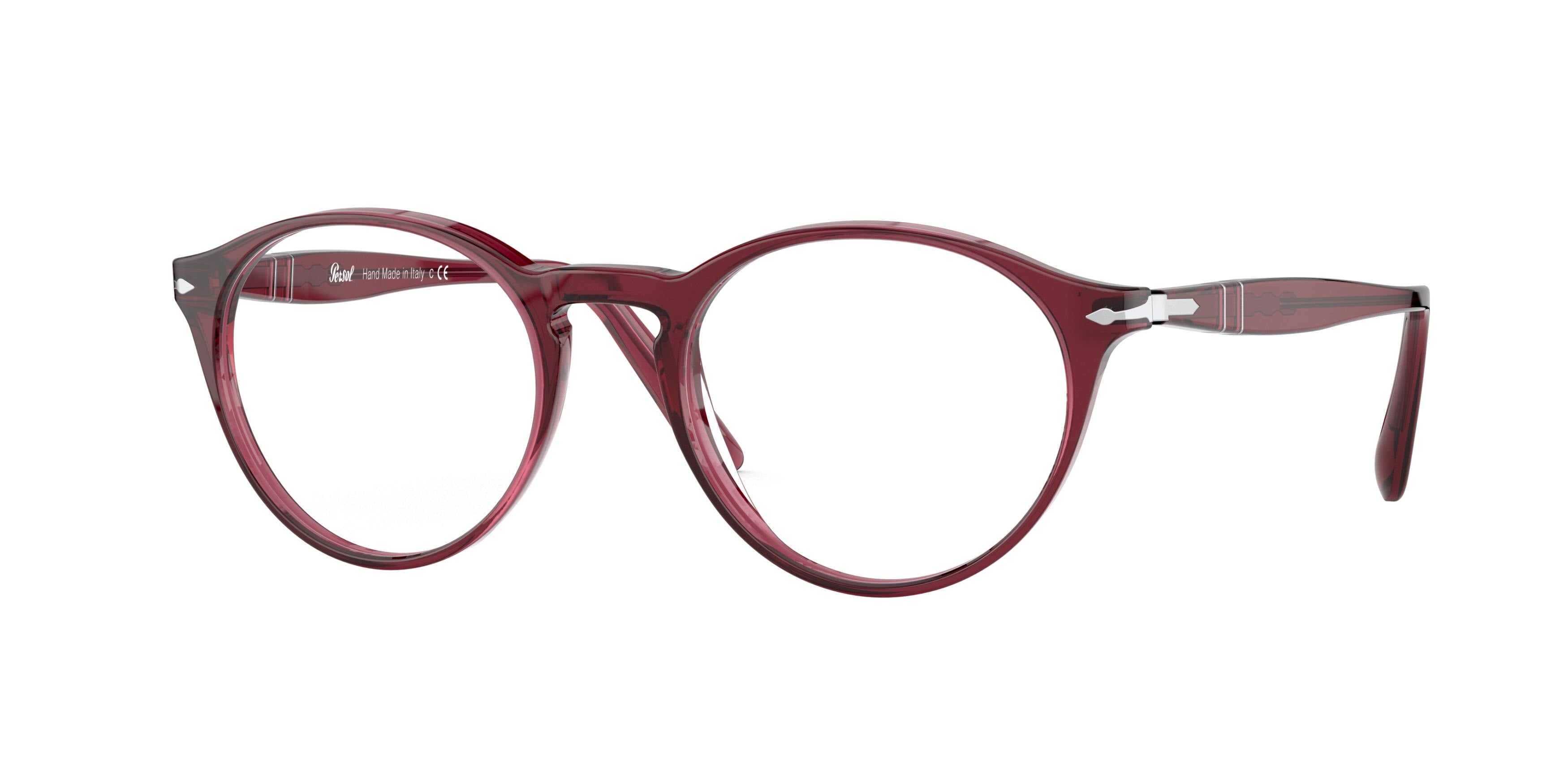 Persol PO3092VA Round Eyeglasses 9062-Opal Bordeaux 50-145-19 - Color Map Red