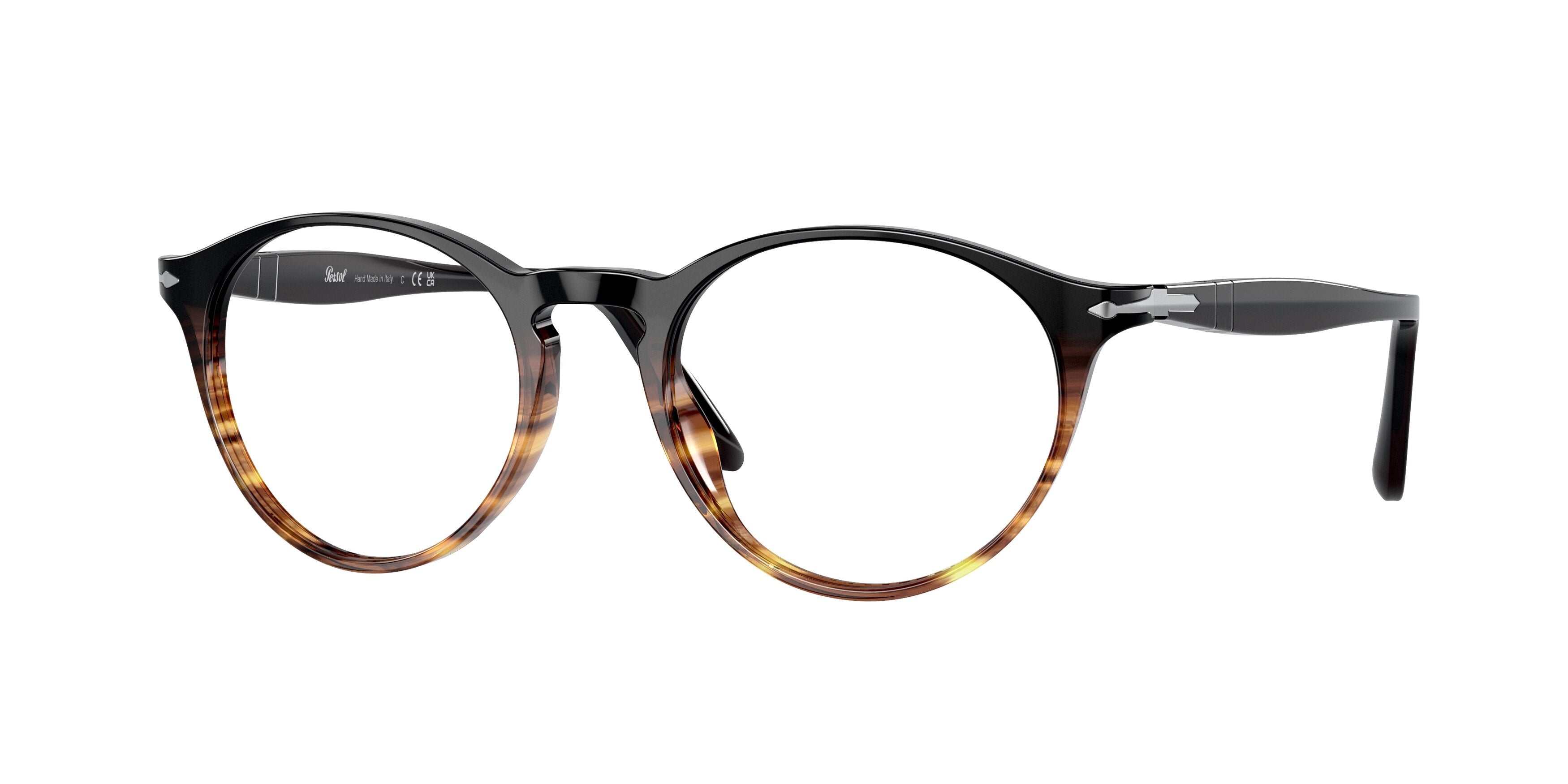 Persol PO3092V Phantos Eyeglasses 9052-Striped Brown 48-145-19 - Color Map Tortoise