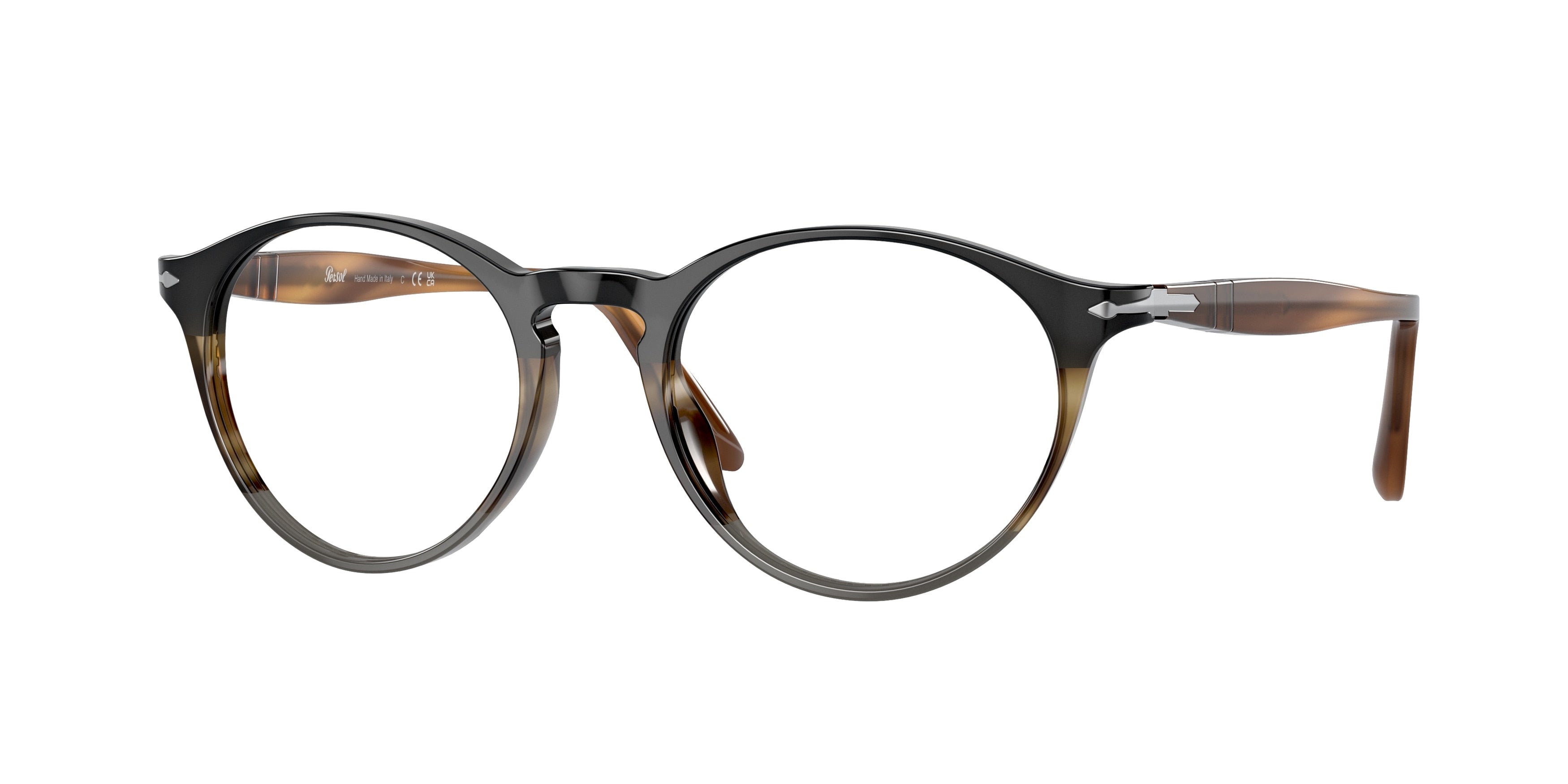 Persol PO3092V Phantos Eyeglasses 9064-Black Striped Grey 50-145-19 - Color Map Black
