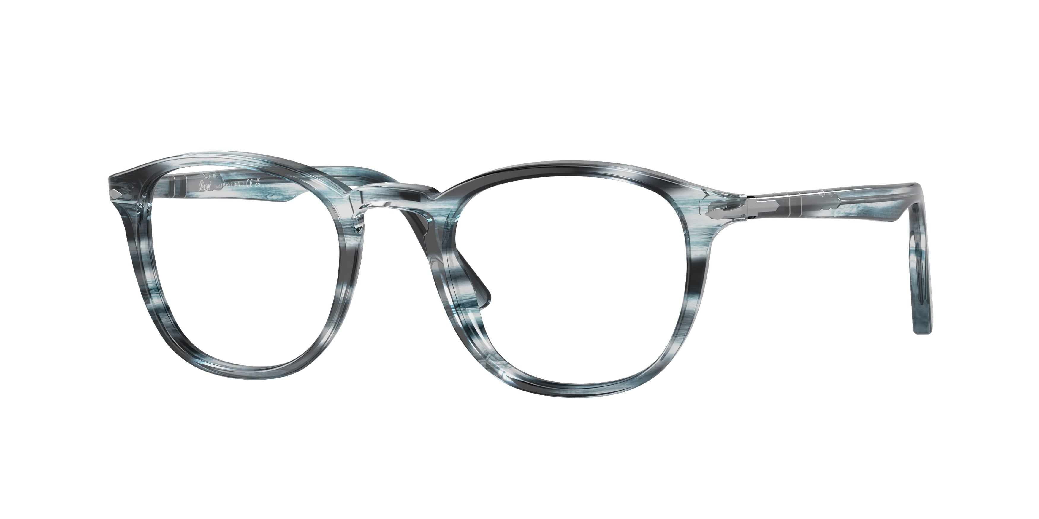 Persol PO3143V Round Eyeglasses 1051-Striped Grey 49-145-21 - Color Map Grey