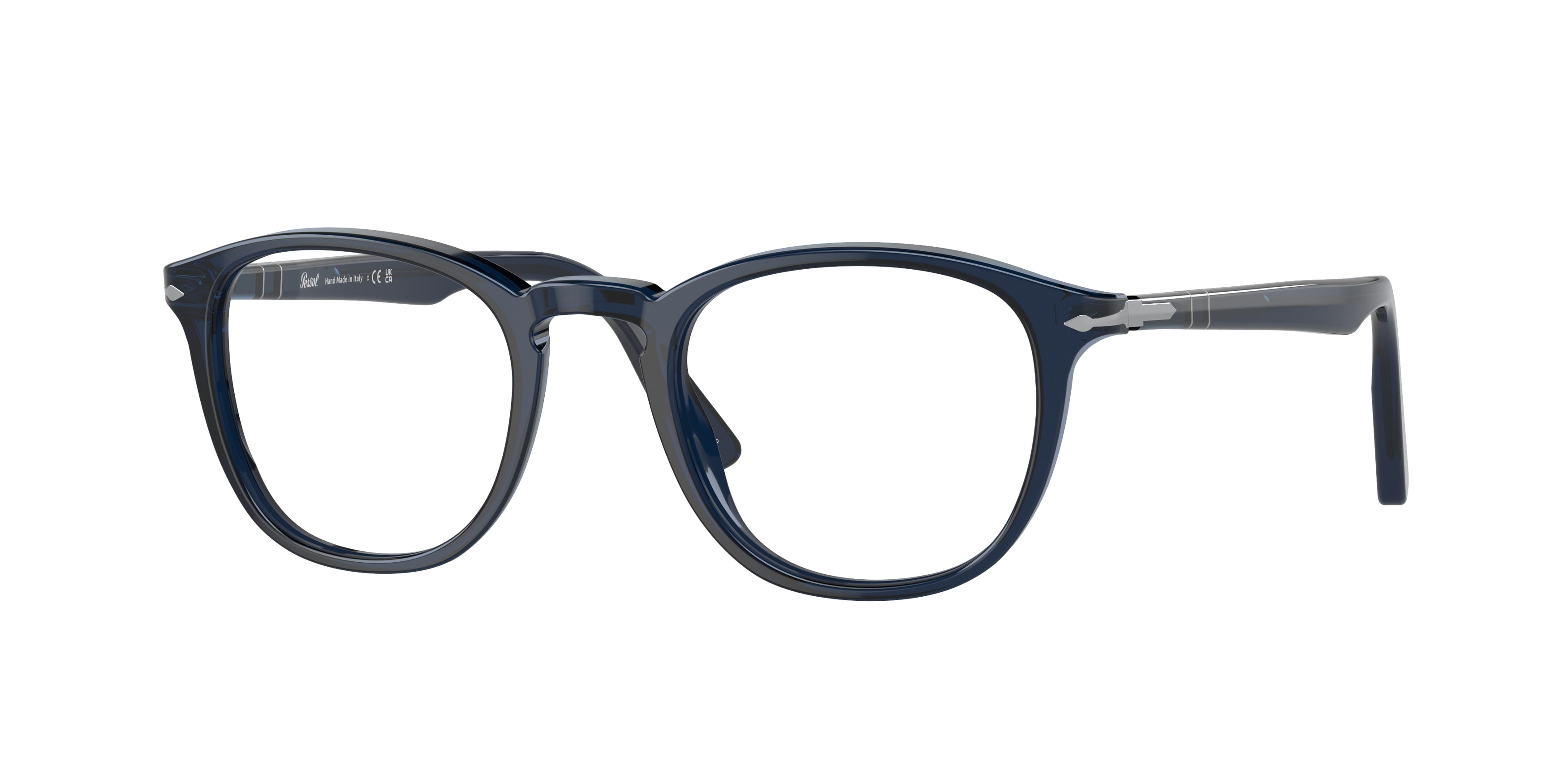 Persol PO3143V Round Eyeglasses 1141-Transparent Blue 49-145-21 - Color Map Blue