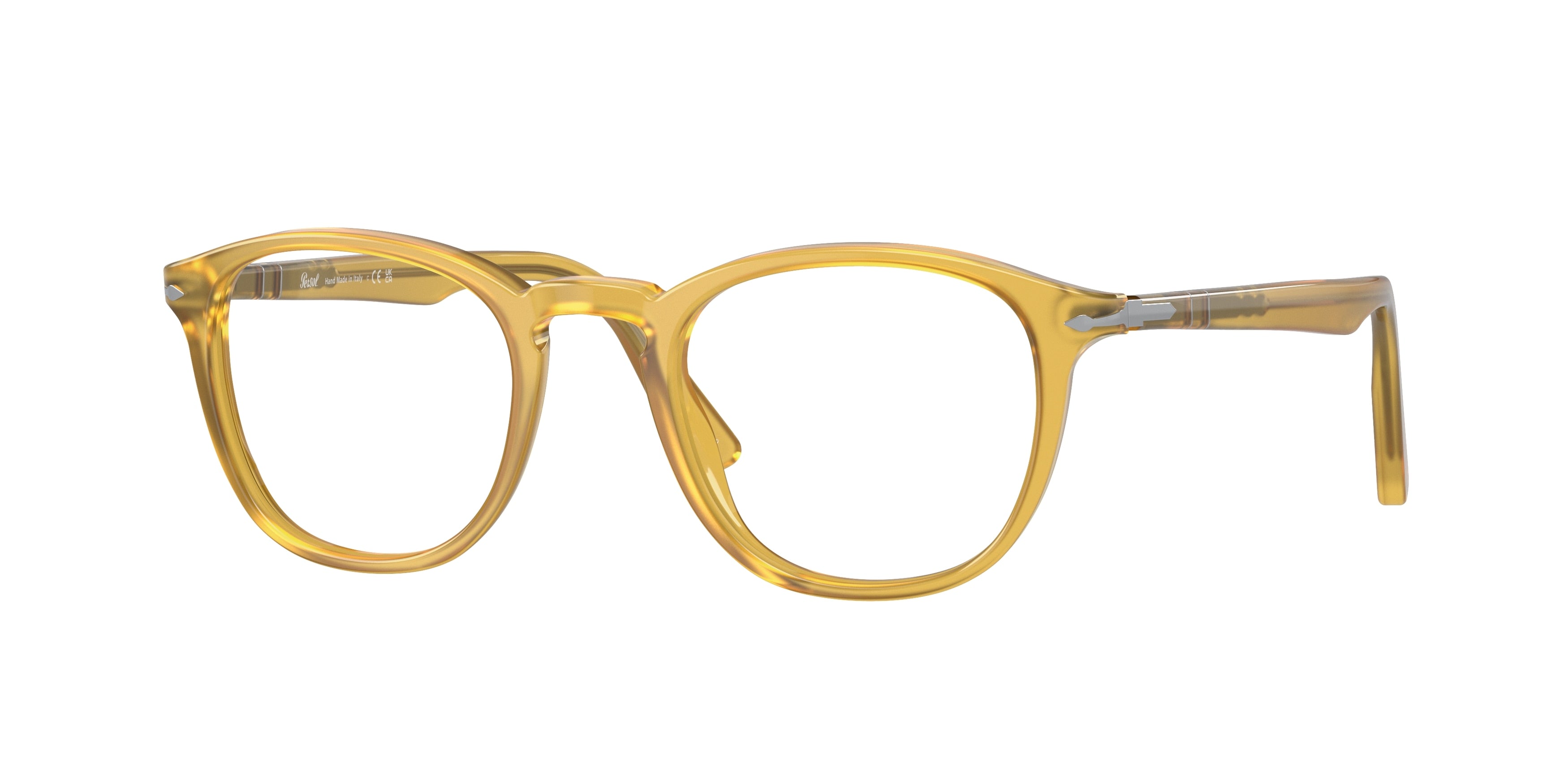Persol PO3143V Round Eyeglasses 204-Honey 49-145-21 - Color Map Yellow