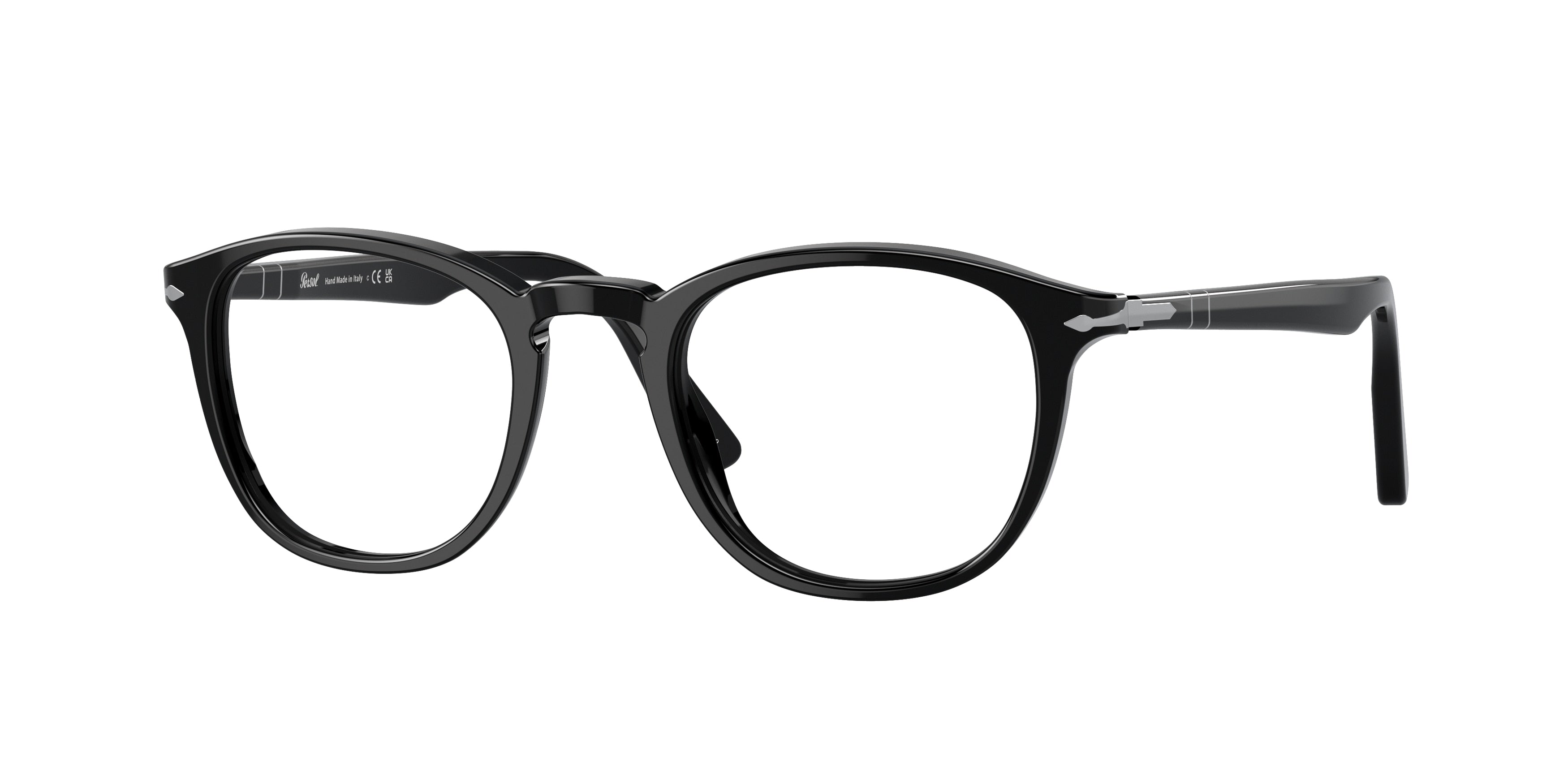 Persol PO3143V Round Eyeglasses 95-Black 49-145-21 - Color Map Black