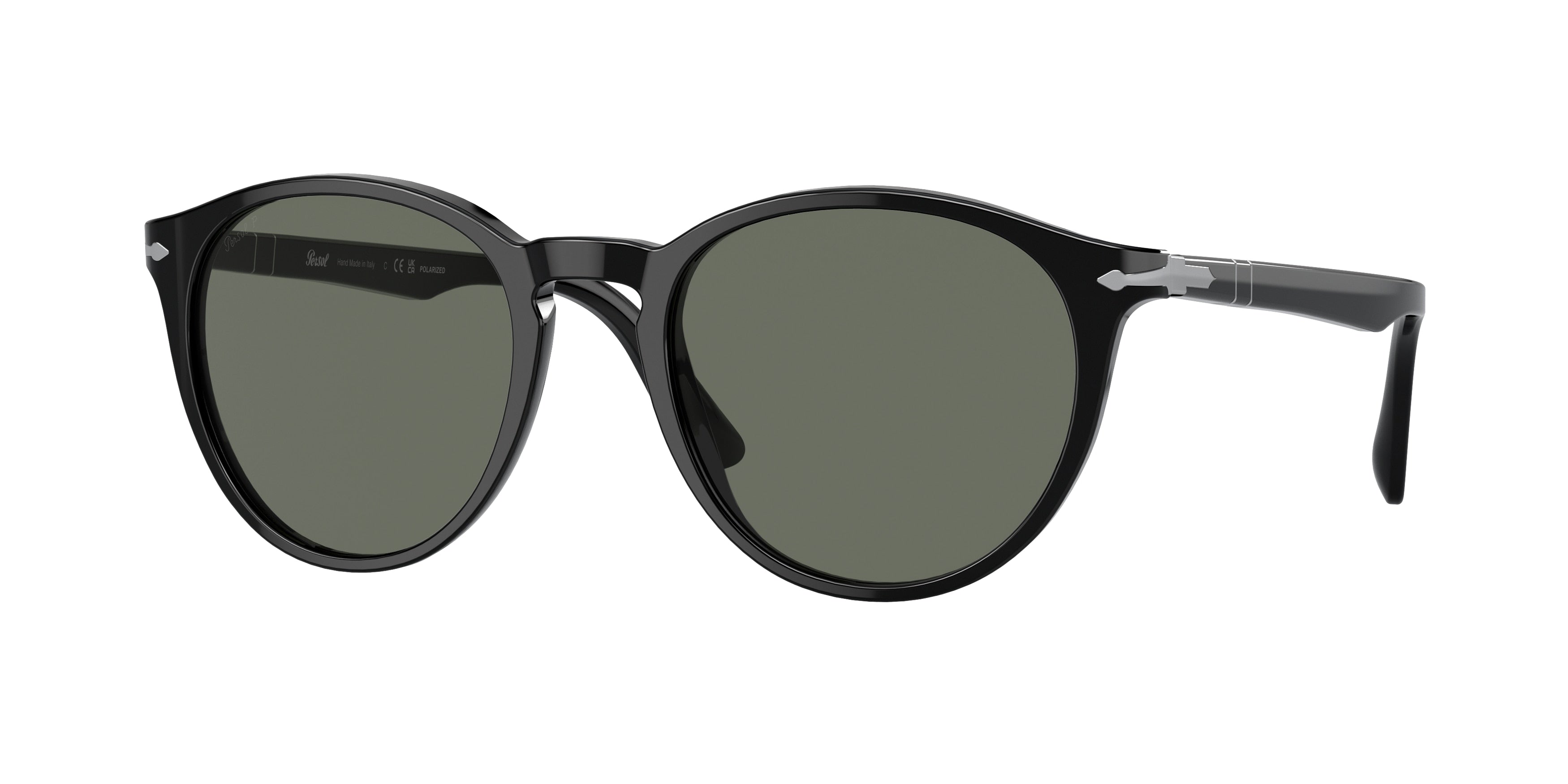 Persol PO3152S Round Sunglasses 901458-Black 52-145-20 - Color Map Black