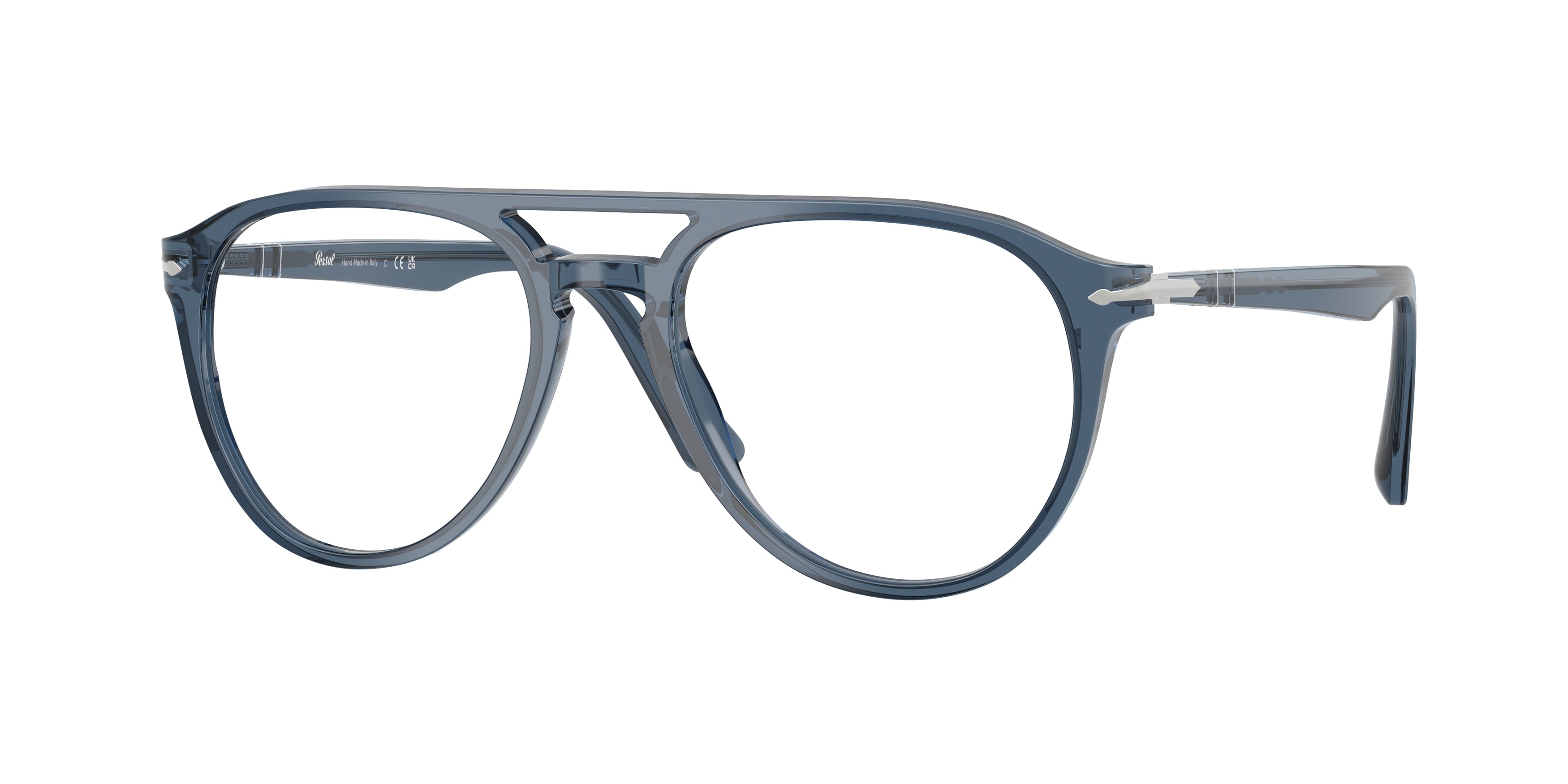 Persol PO3160V Pilot Eyeglasses 1197-Transparent Denim Blue 52-145-18 - Color Map Blue