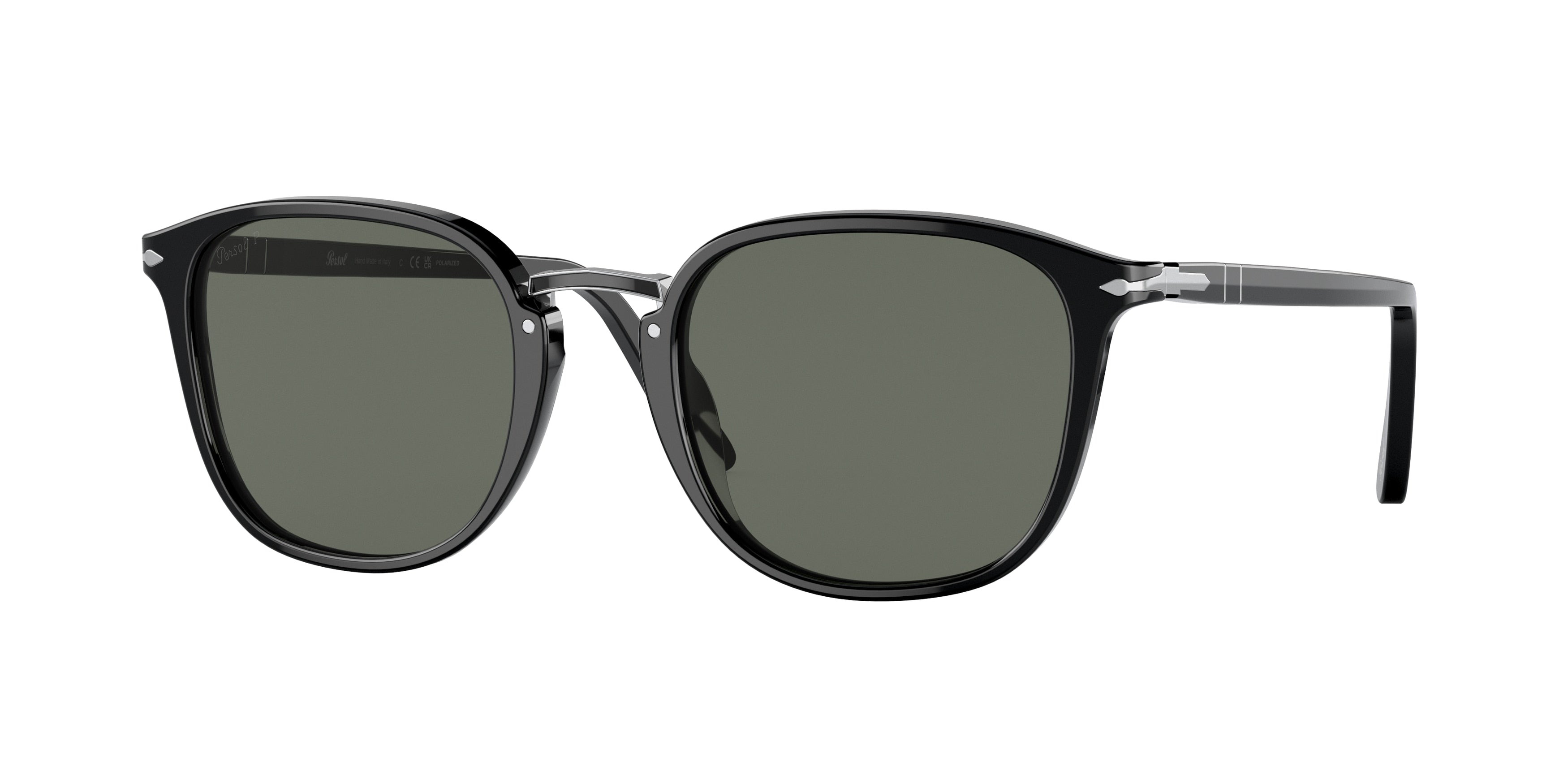 Persol PO3186S Round Sunglasses 95/58-Black 53-145-21 - Color Map Black