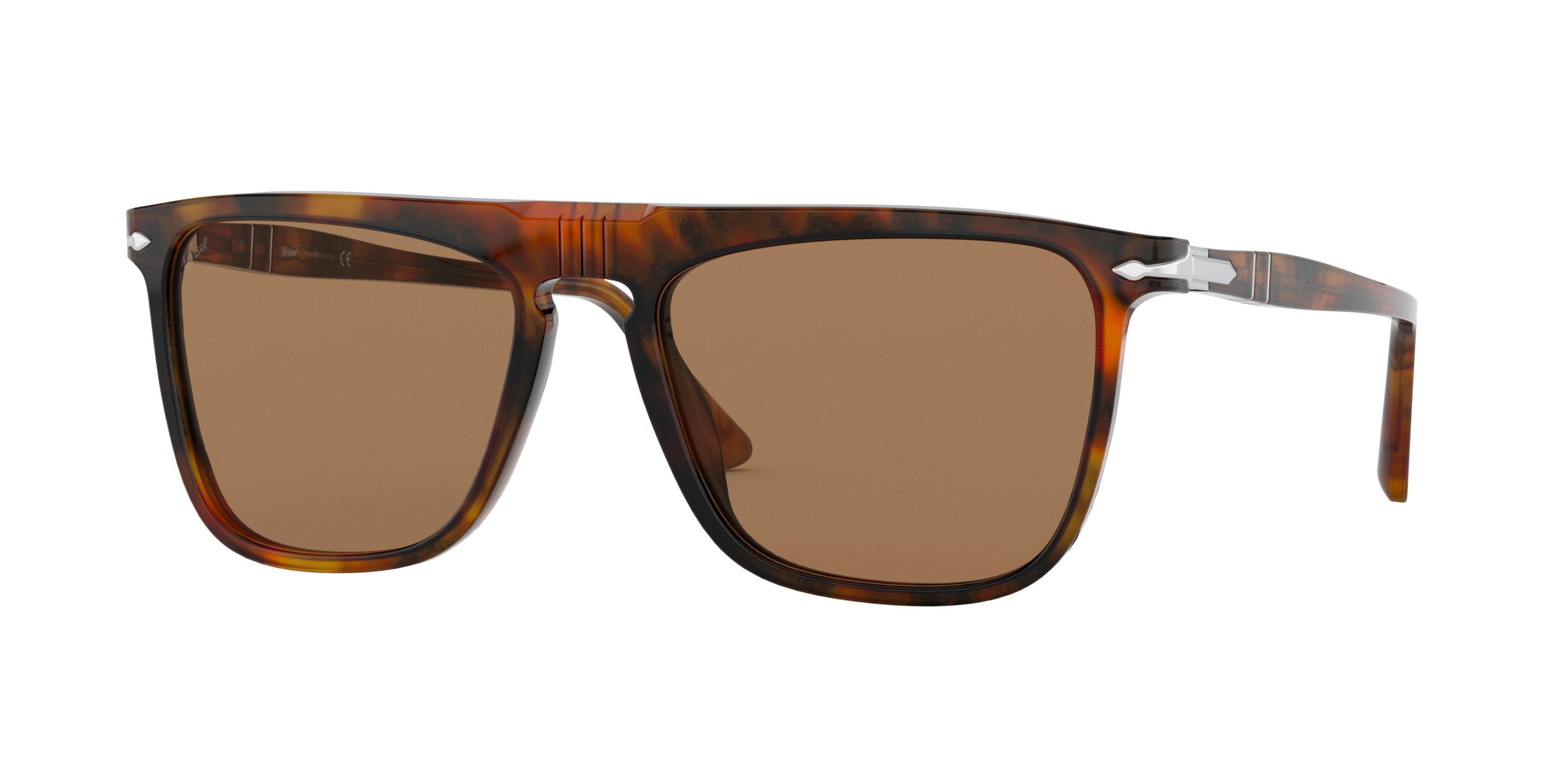 Persol PO3225S Rectangle Sunglasses 108/53-Caffe' 56-145-18 - Color Map Tortoise