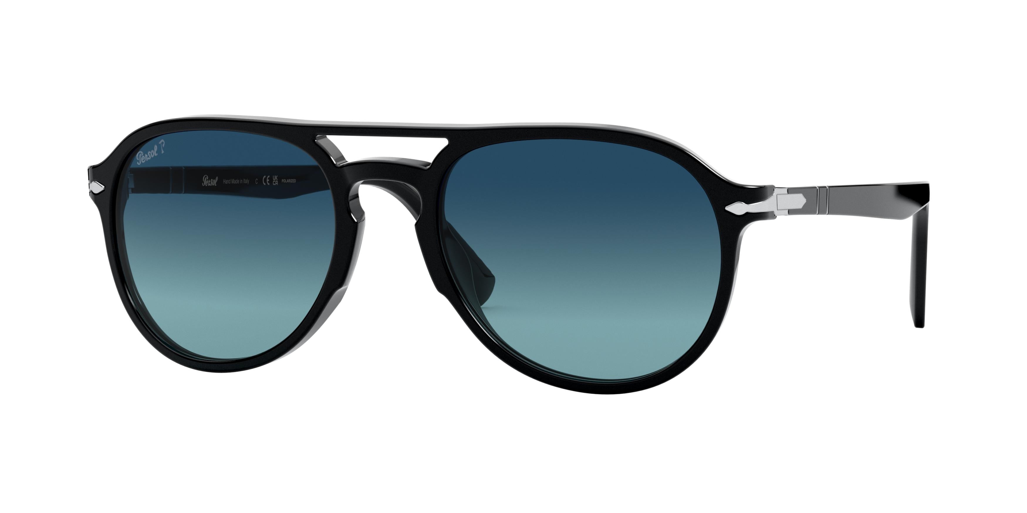 Persol EL PROFESOR SERGIO PO3235S Pilot Sunglasses 095/S3-Black 55-145-20 - Color Map Black