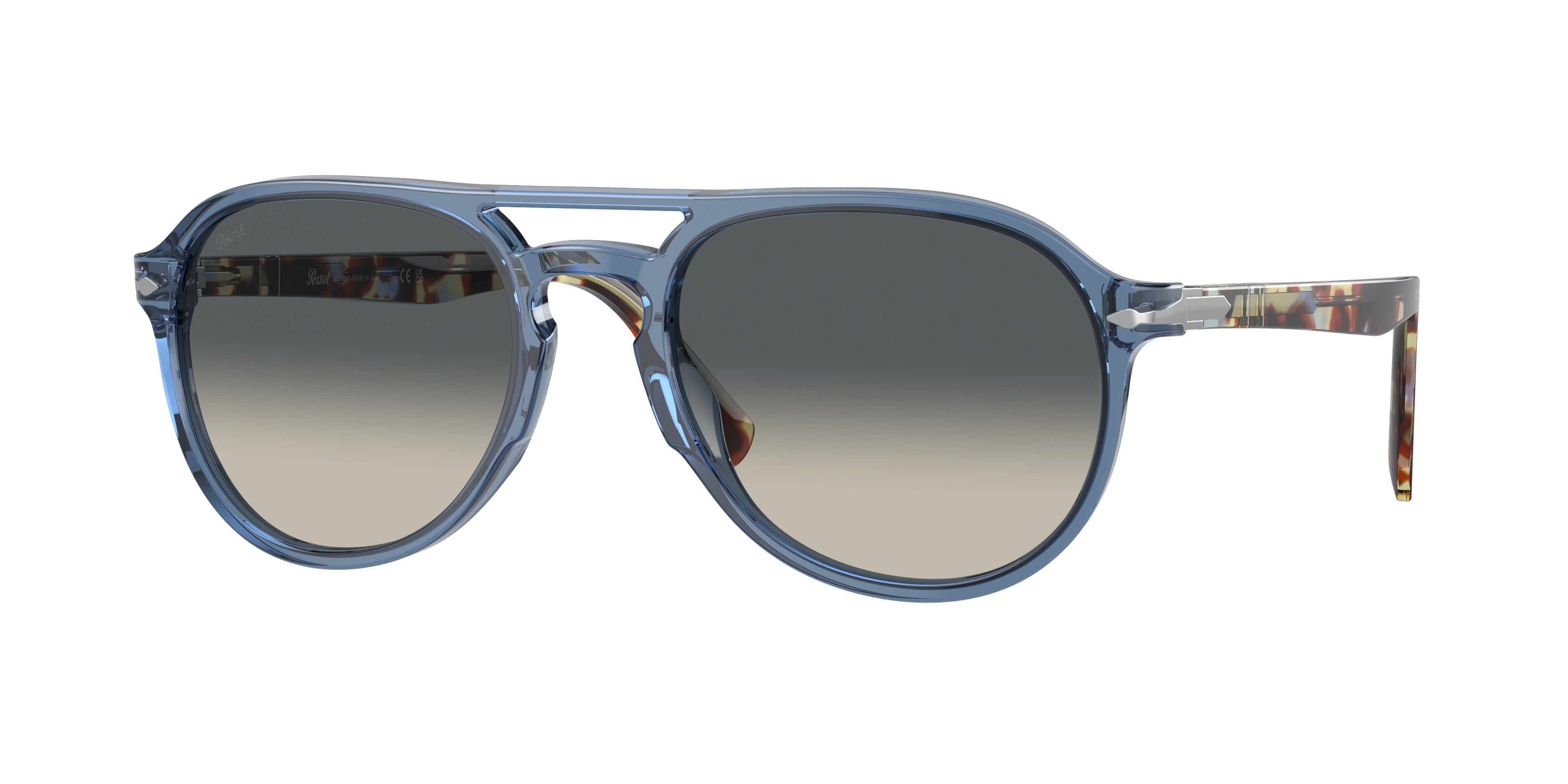 Persol EL PROFESOR SERGIO PO3235S Pilot Sunglasses 120271-Transparent Navy 55-145-20 - Color Map Blue