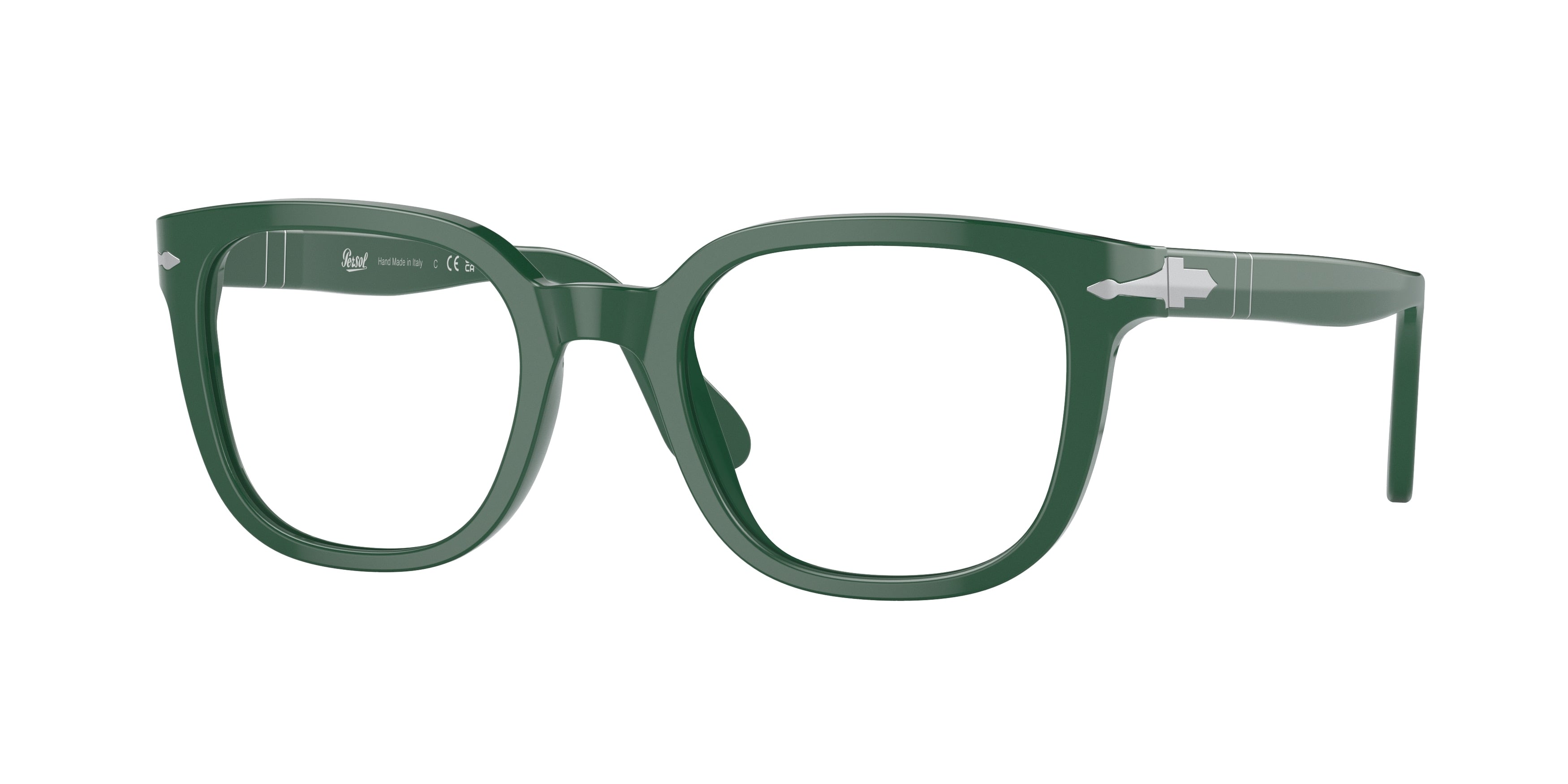 Persol PO3263V Square Eyeglasses 1171-Solid Green 52-145-21 - Color Map Green