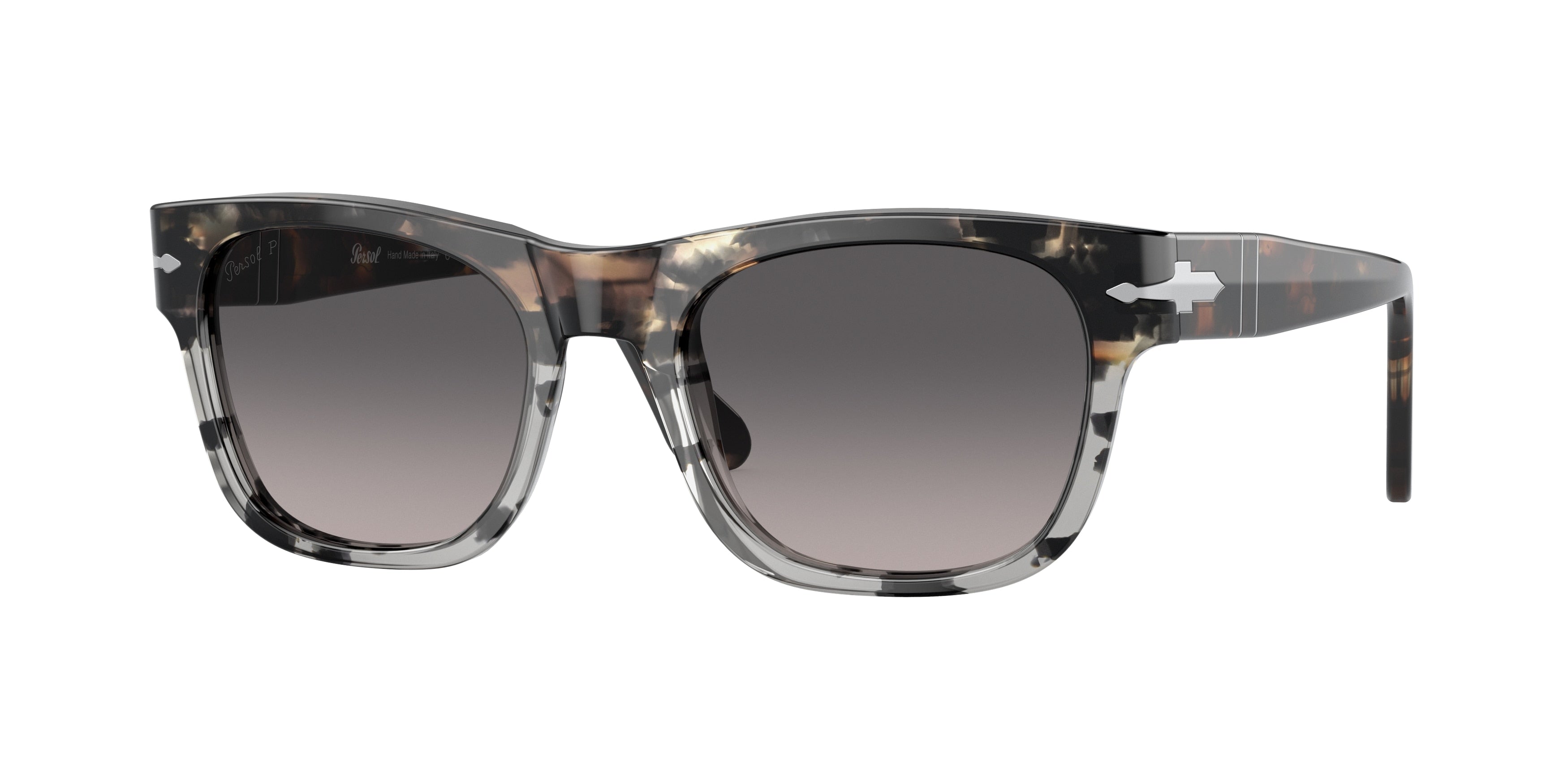 Persol PO3269S Rectangle Sunglasses 1159M3-Brown/Grey Cut Tortoise 54-145-20 - Color Map Brown