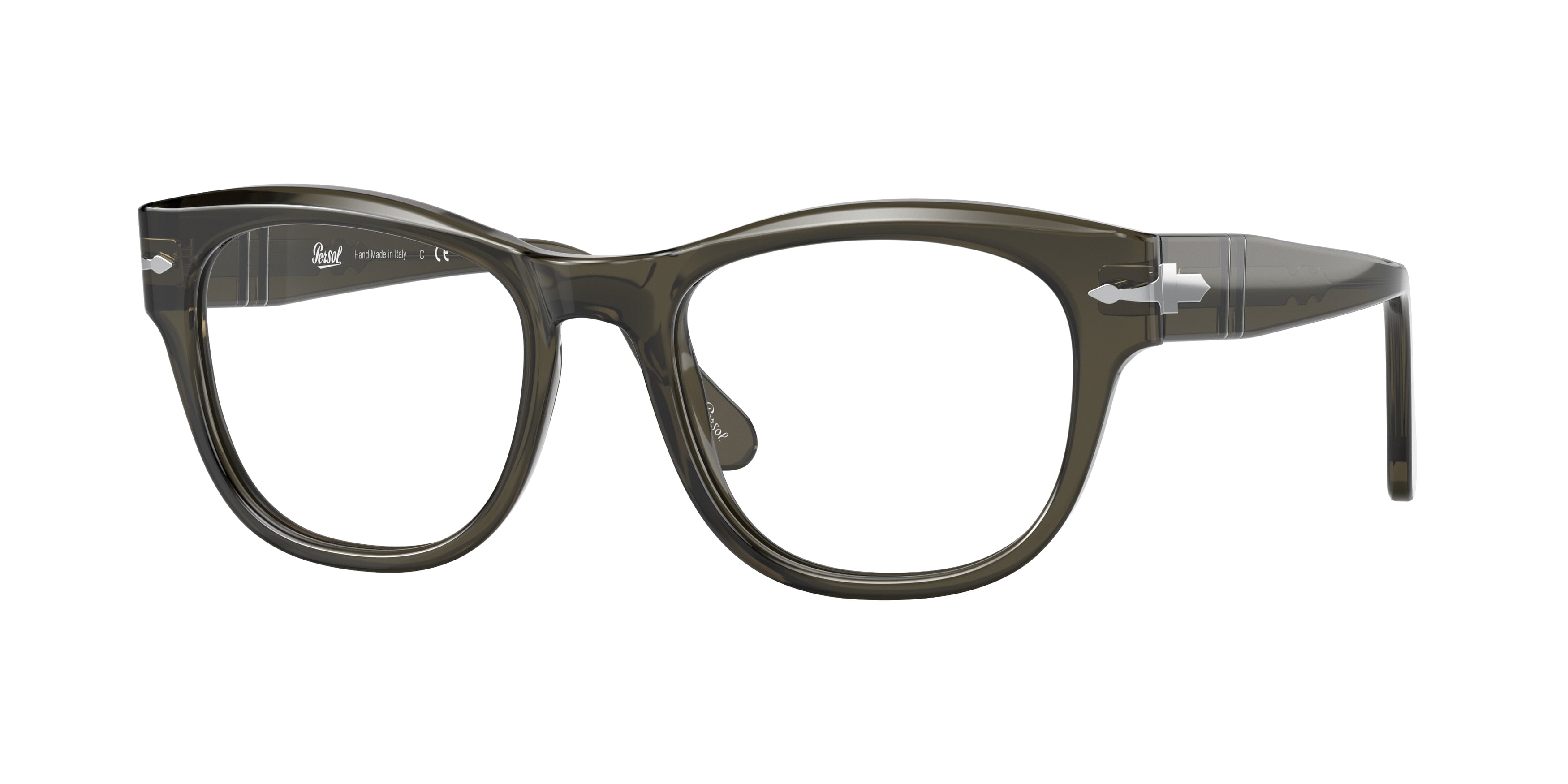 Persol PO3270V Rectangle Eyeglasses 1103-Opal Smoke 52-150-19 - Color Map Green