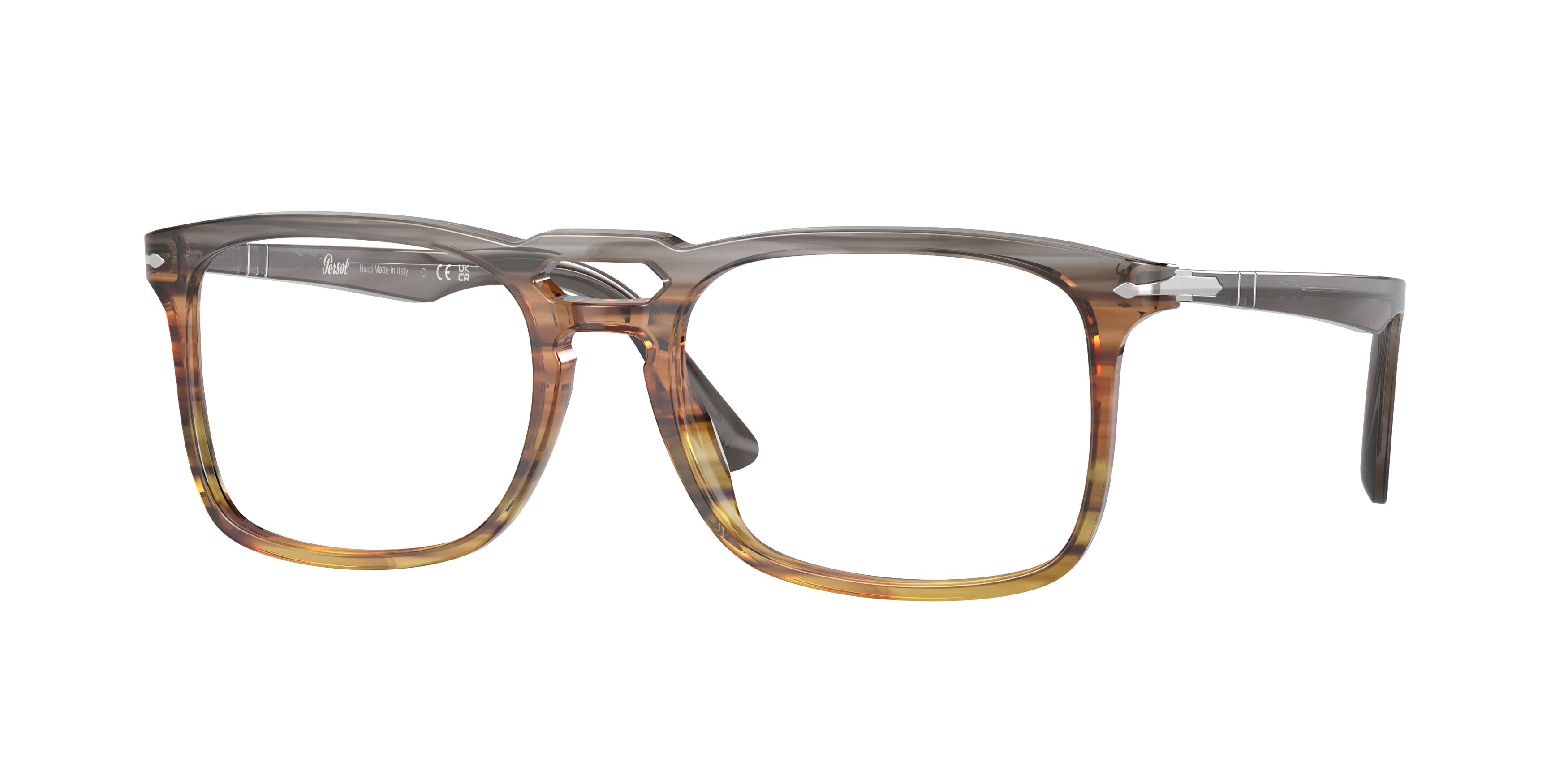 Persol PO3277V Pillow Eyeglasses 1137-Striped Grey Gradient Brown 54-145-18 - Color Map Grey