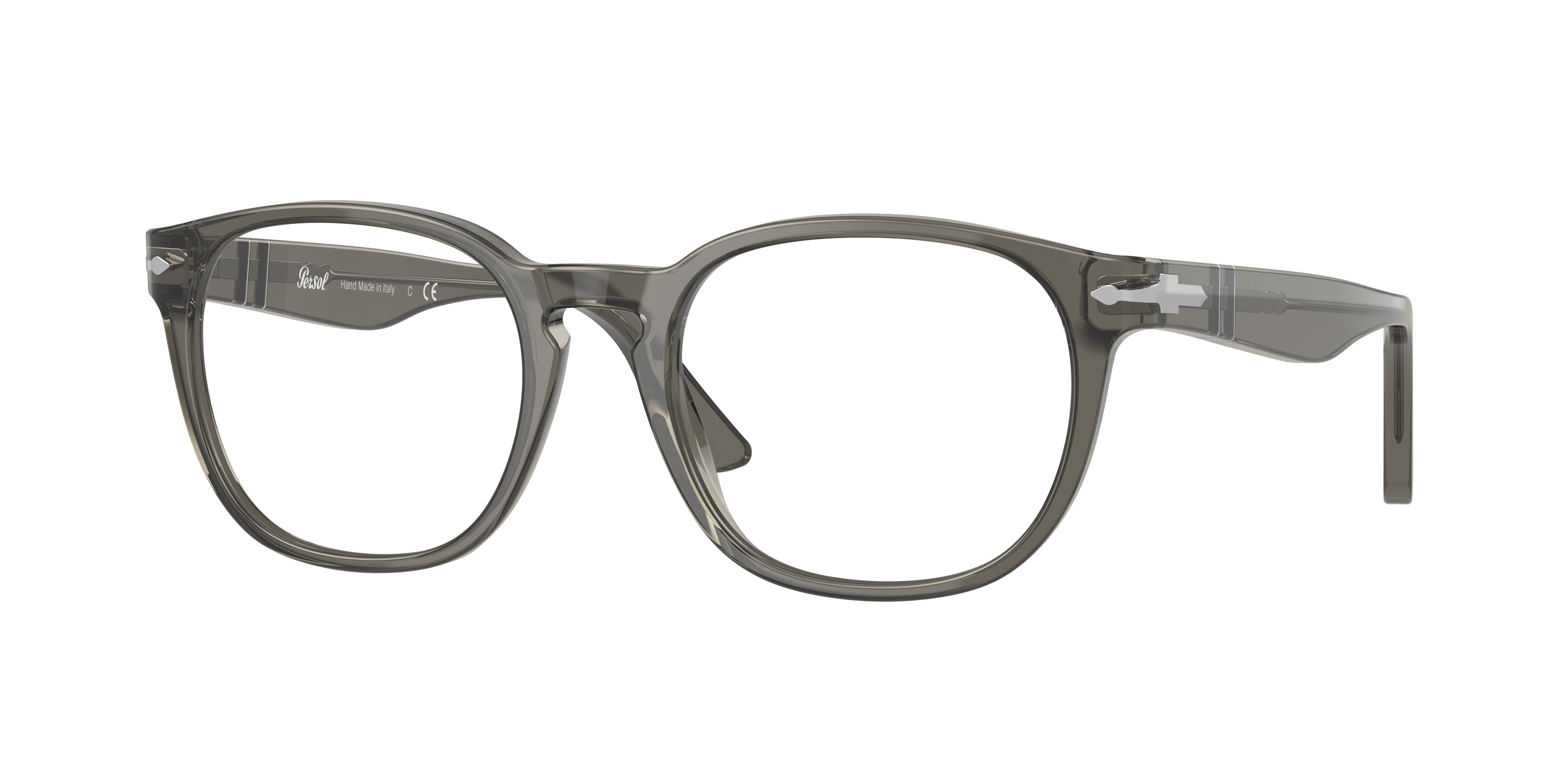 Persol PO3283V Round Eyeglasses 1103-Trasparent Taupe Grey 52-145-19 - Color Map Grey