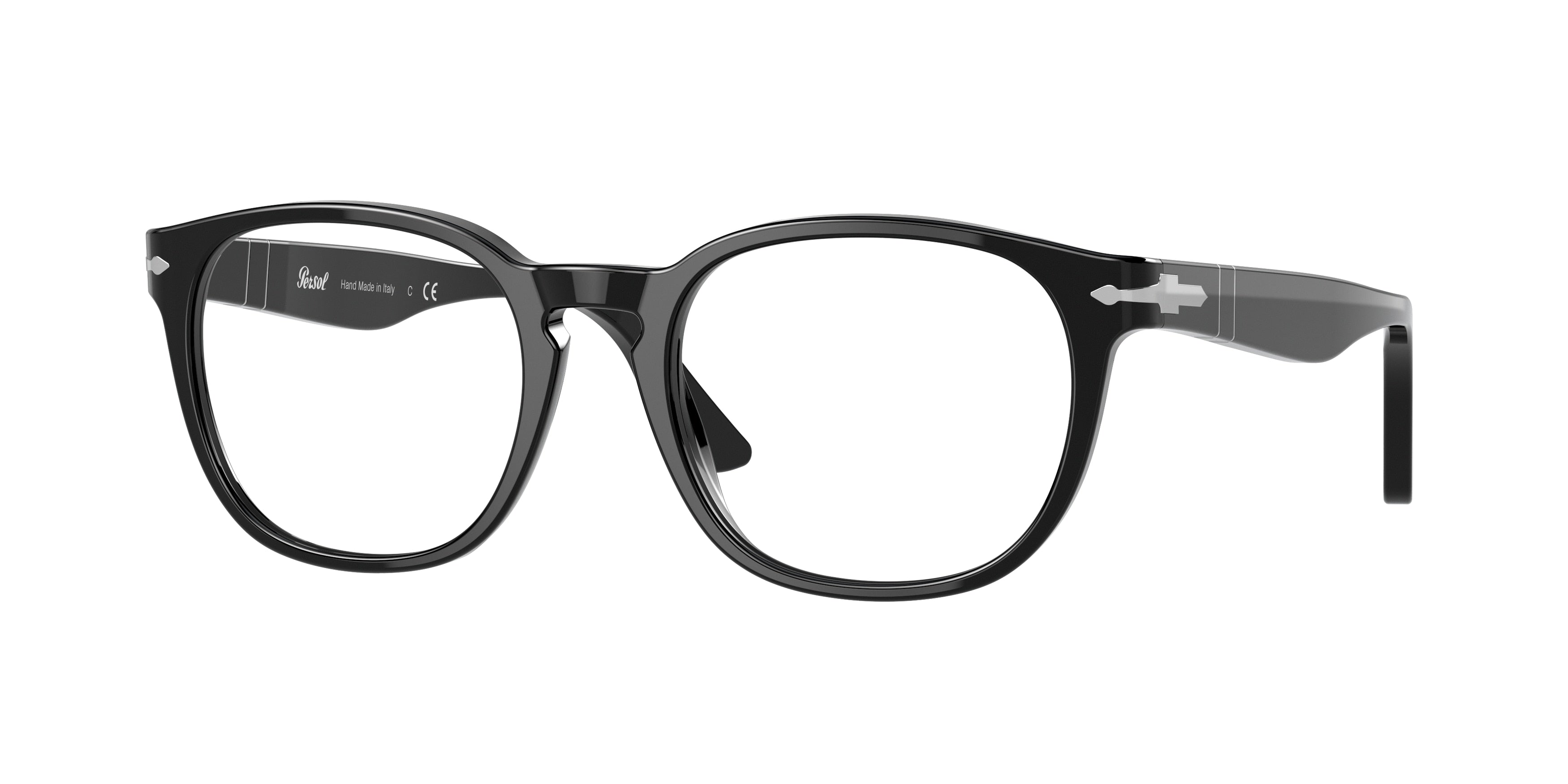 Persol PO3283V Round Eyeglasses 95-Black 52-145-19 - Color Map Black