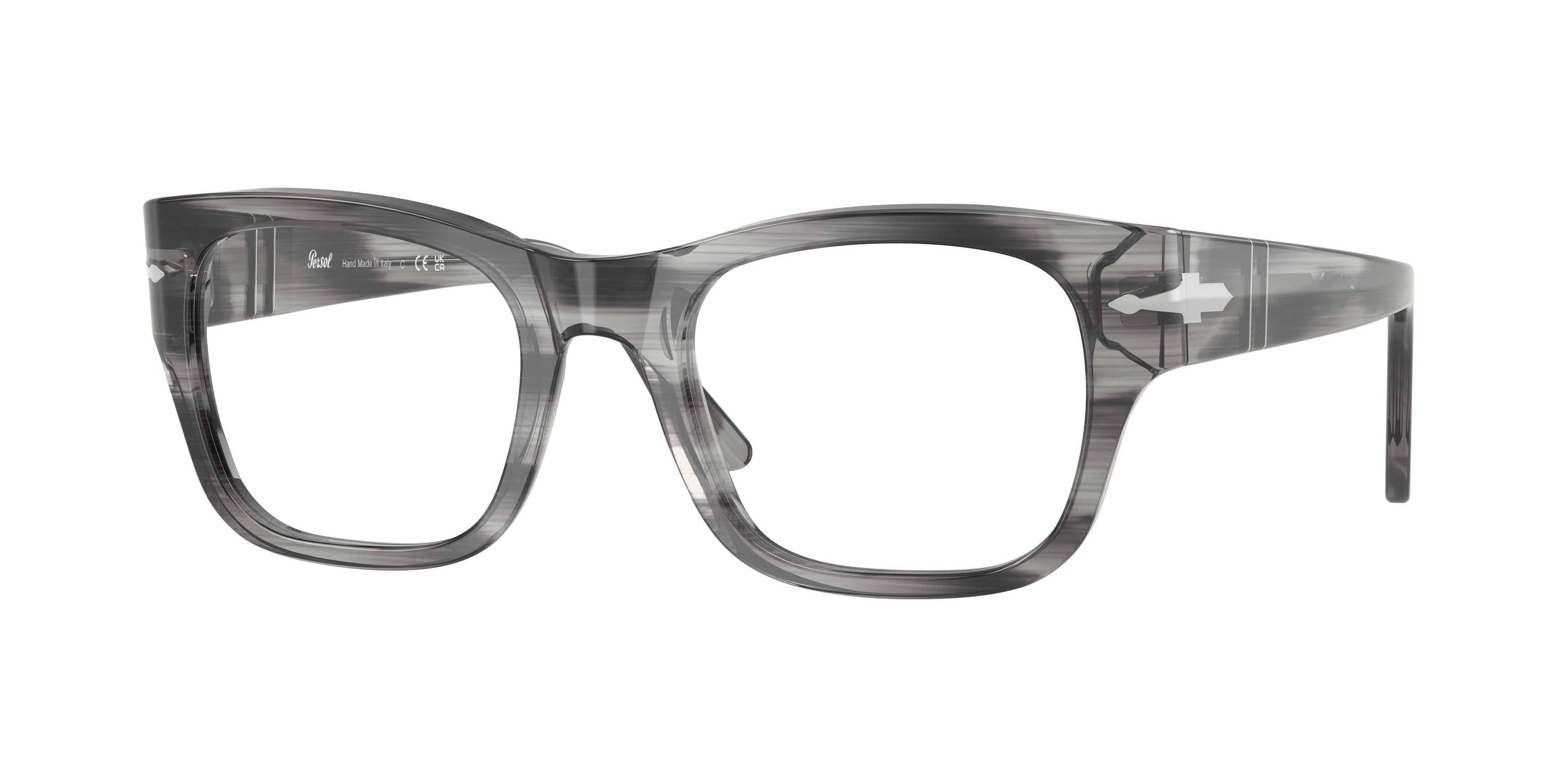 Persol PO3297V Rectangle Eyeglasses 1192-Striped Grey 52-145-21 - Color Map Grey