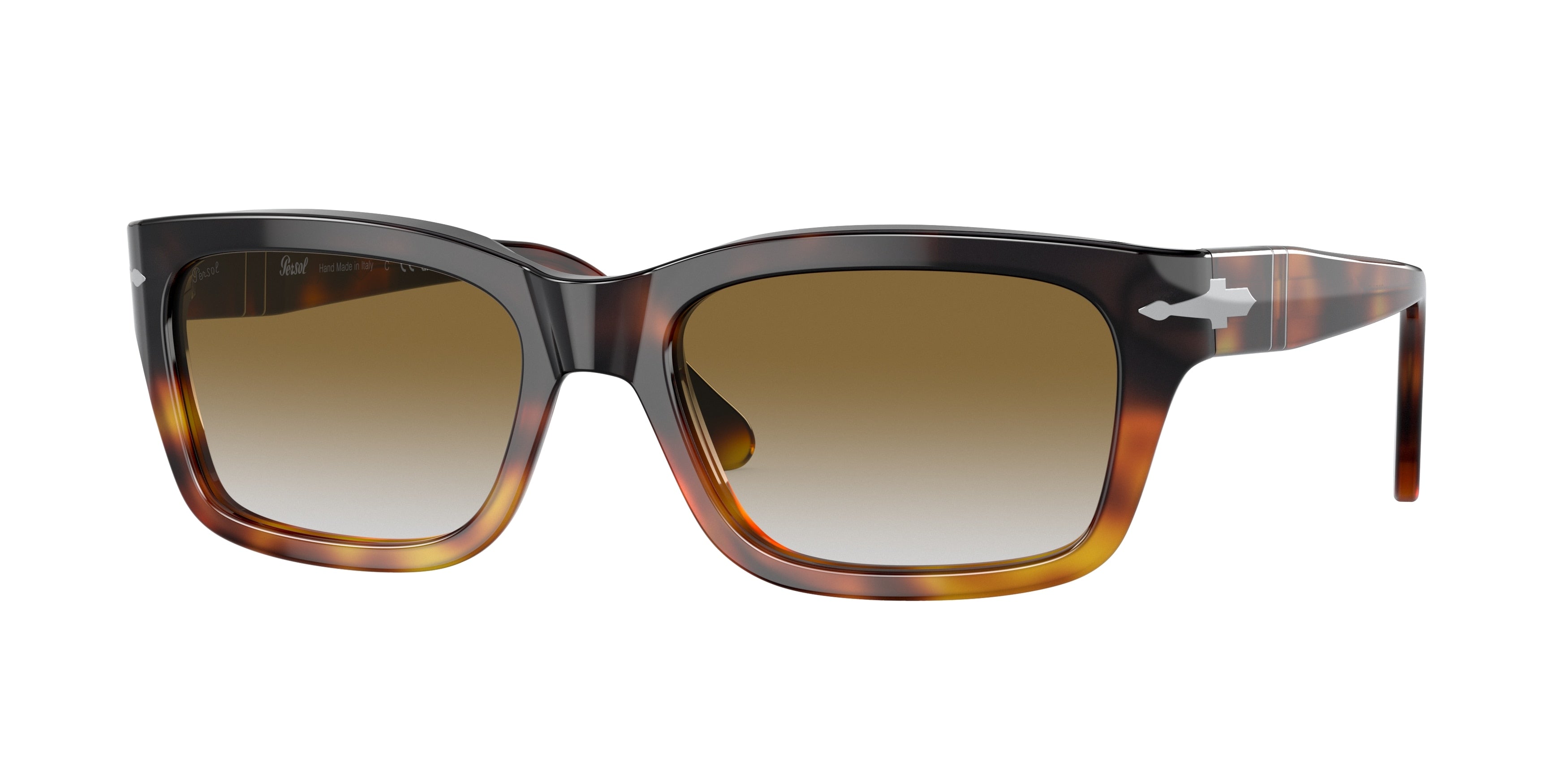 Persol PO3301S Rectangle Sunglasses 116051-Brown Cut Light Brown Tortoise 57-145-19 - Color Map Brown