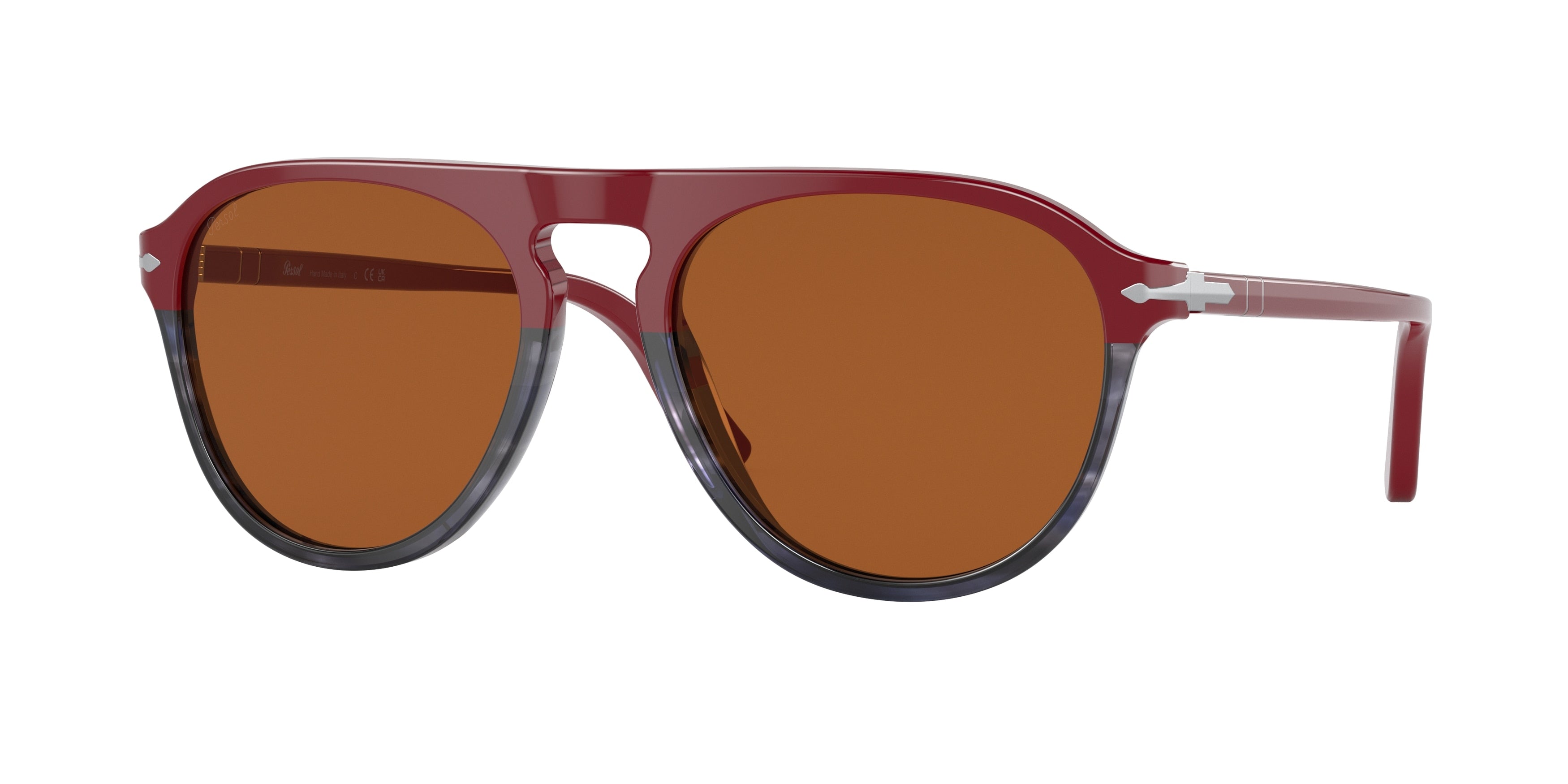 Persol PO3302S Pilot Sunglasses 117753-Bordeaux 55-145-19 - Color Map Red