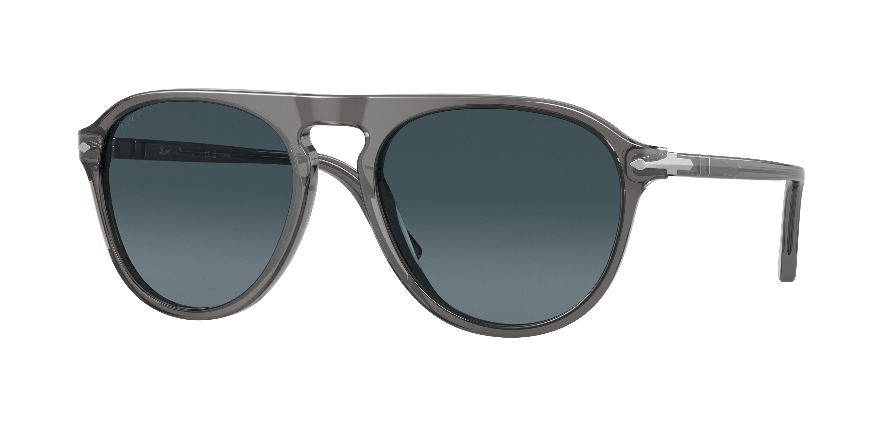 Persol PO3302S Pilot Sunglasses 1196S3-Transparent Grey 55-145-19 - Color Map Grey
