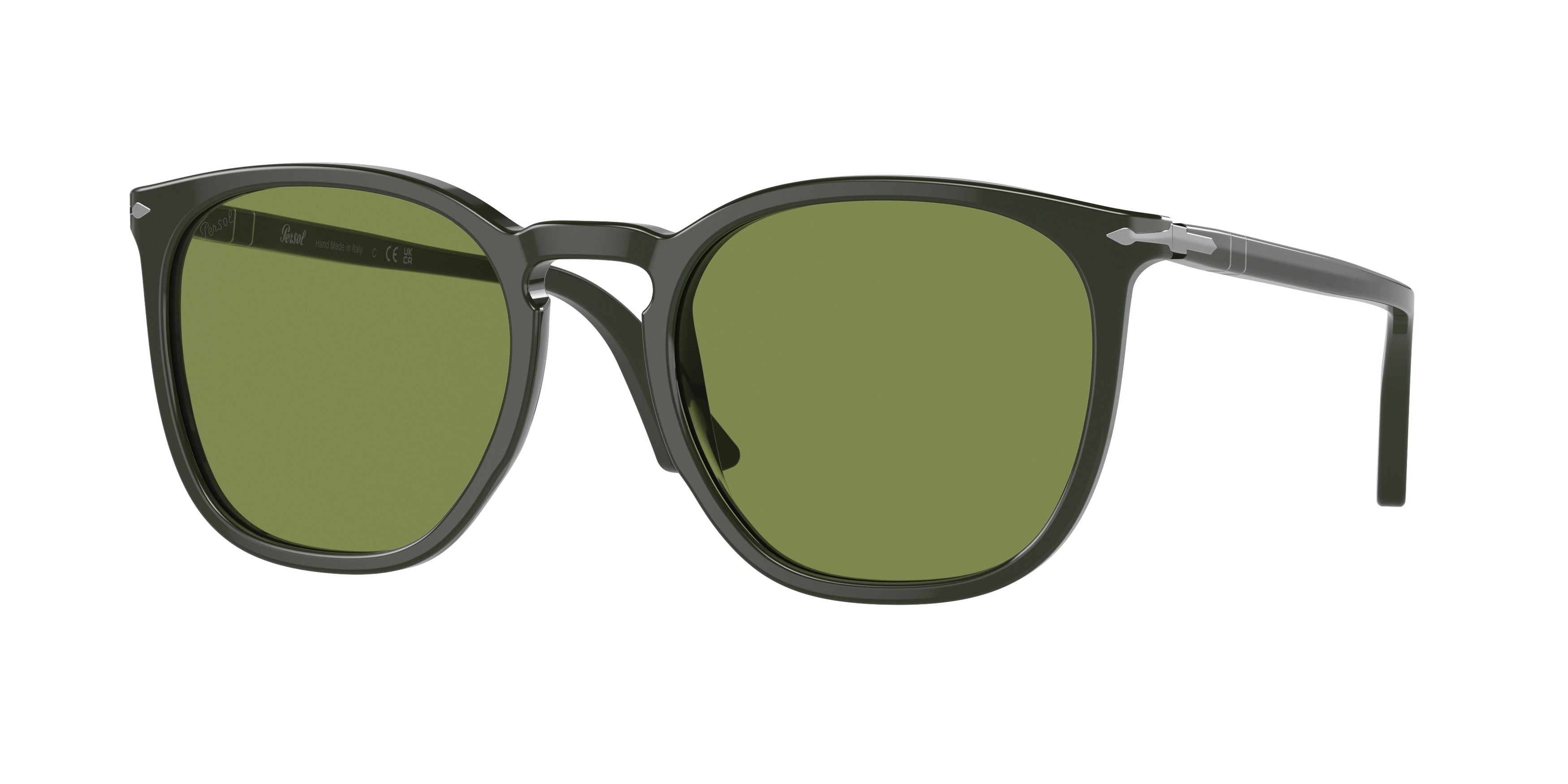 Persol PO3316S Round Sunglasses 11884E-Matte Dark Green 54-145-21 - Color Map Green