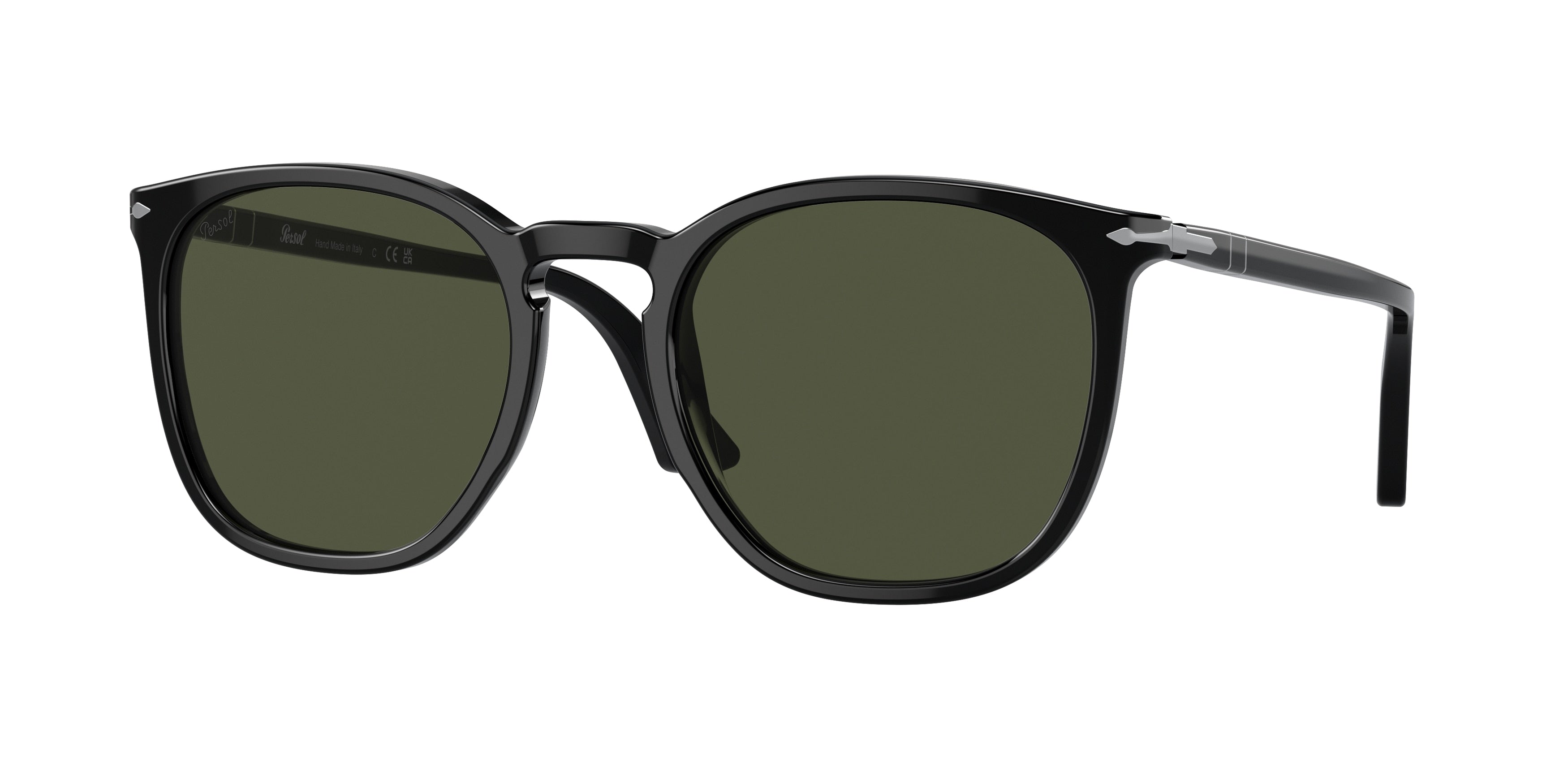 Persol PO3316S Round Sunglasses 95/31-Black 54-145-21 - Color Map Black