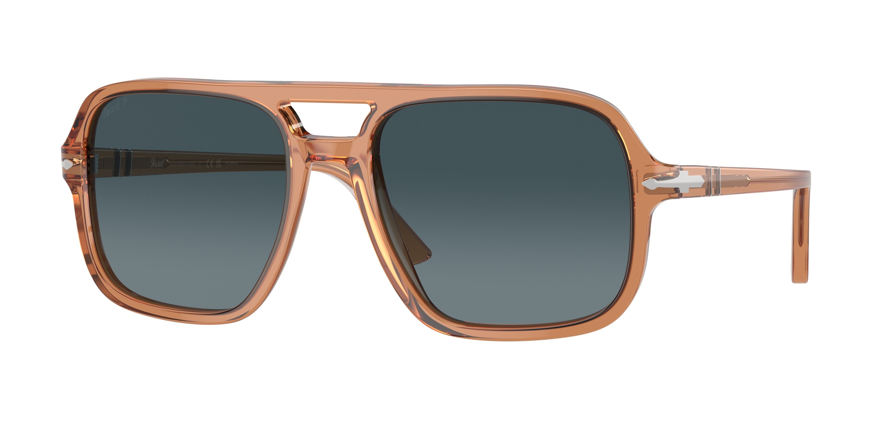 Persol PO3328S Pilot Sunglasses 1213S3-Transparent Brown 58-150-19 - Color Map Brown