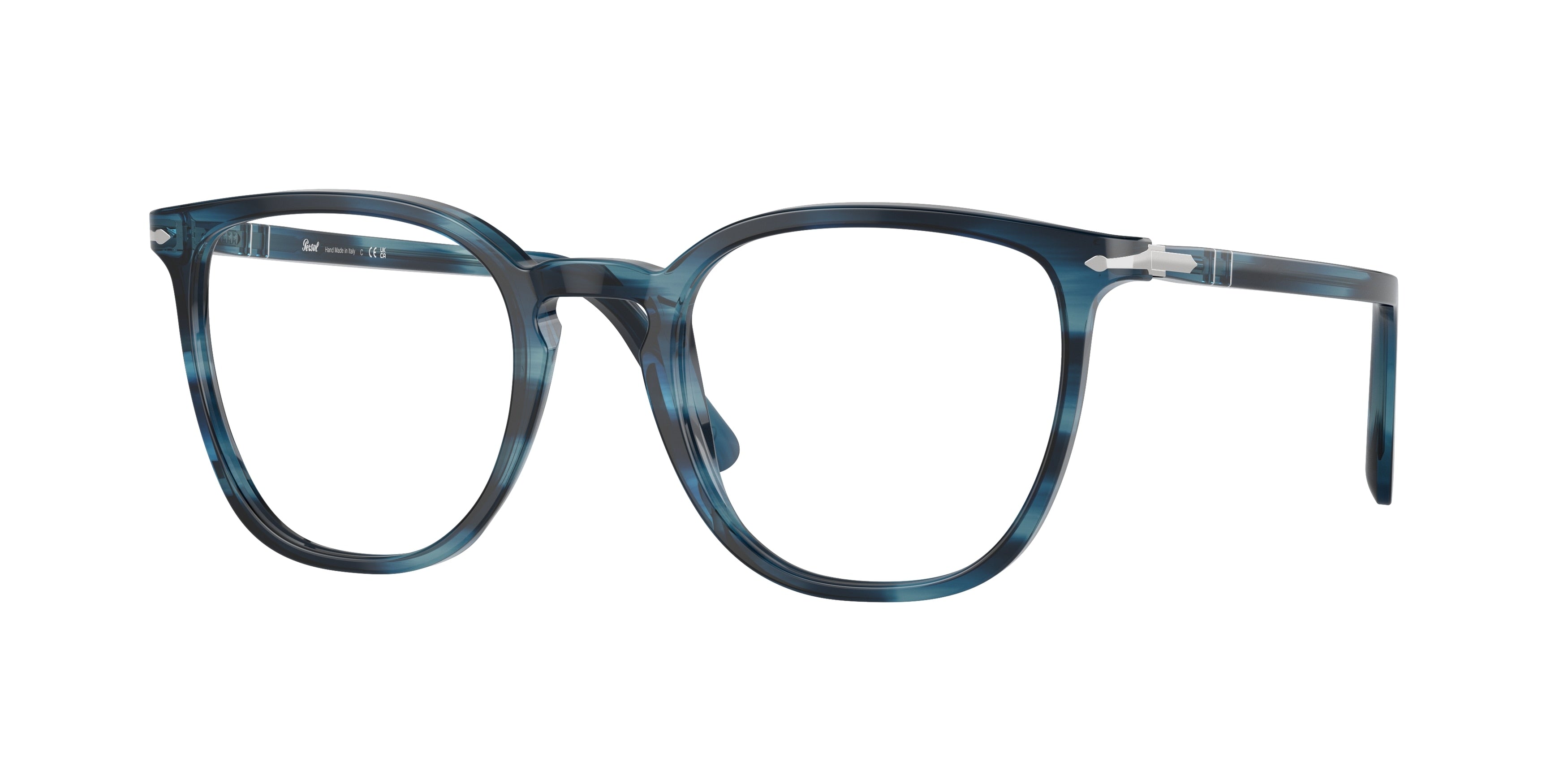 Persol PO3338V Phantos Eyeglasses 1193-Striped Blue 52-145-21 - Color Map Blue