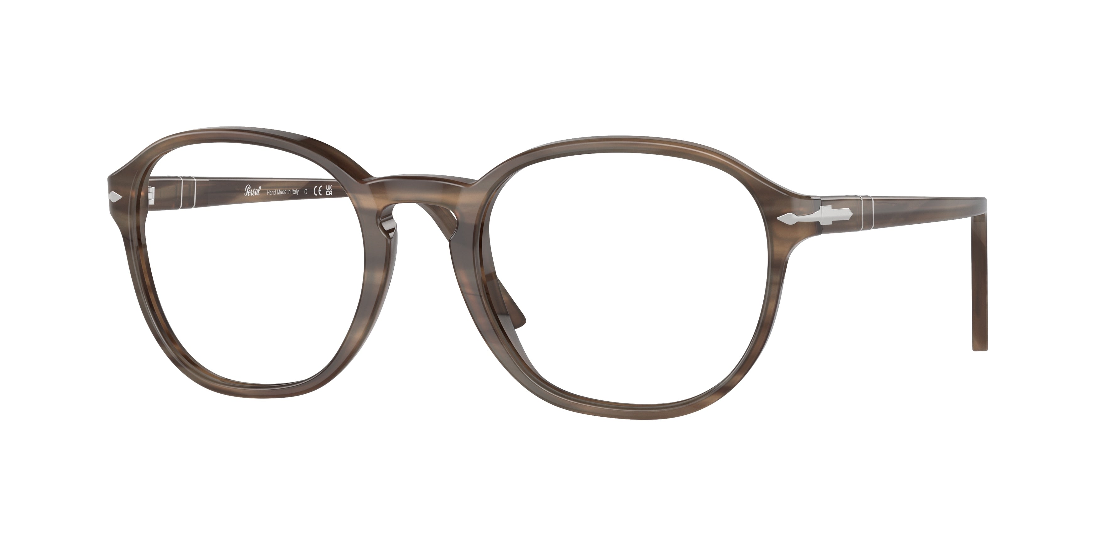 Persol PO3343V Phantos Eyeglasses 1208-Striped Brown 53-145-21 - Color Map Tortoise