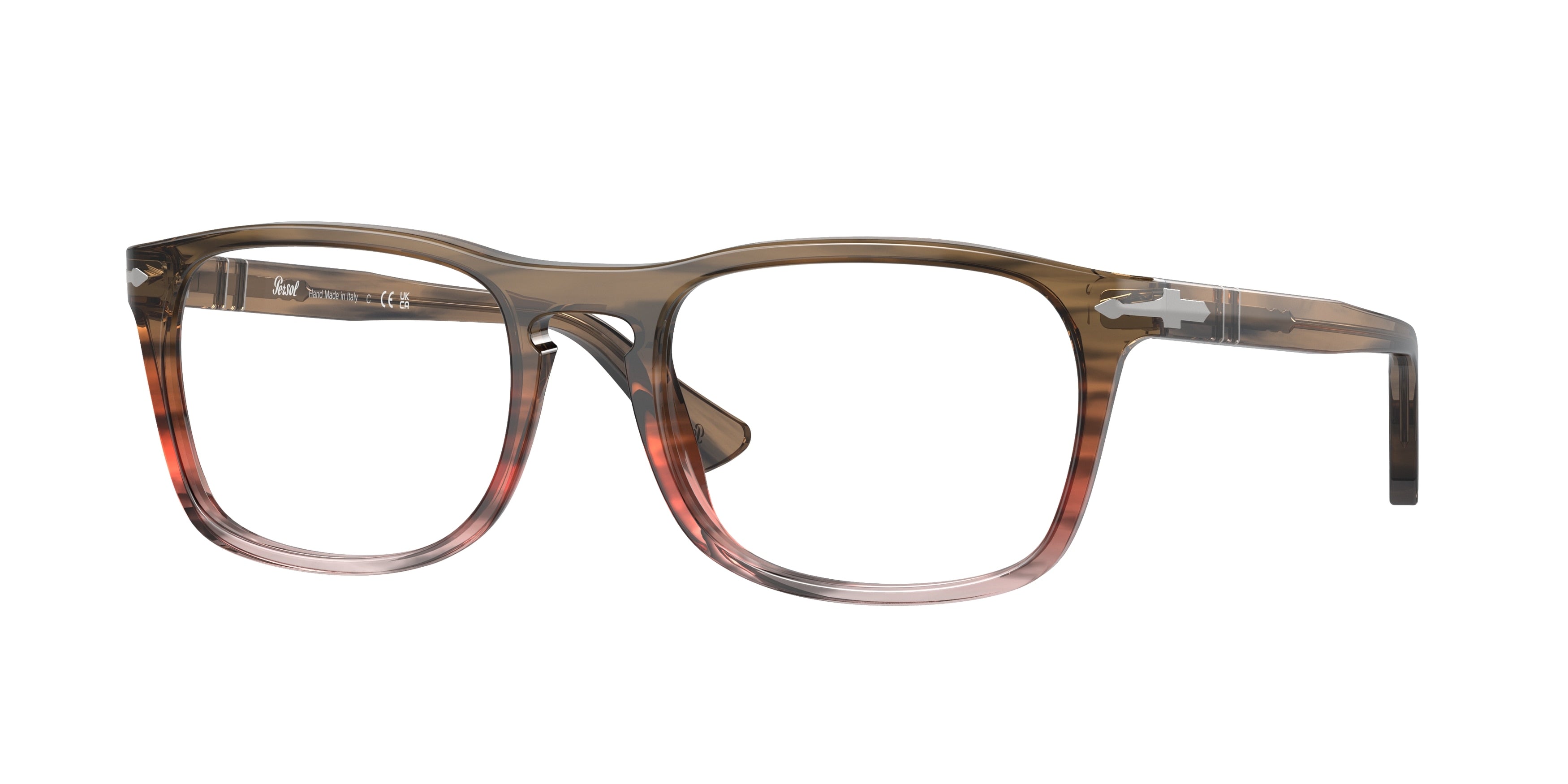 Persol PO3344V Pillow Eyeglasses 1206-Striped Brown Gradient Red 54-145-19 - Color Map Brown