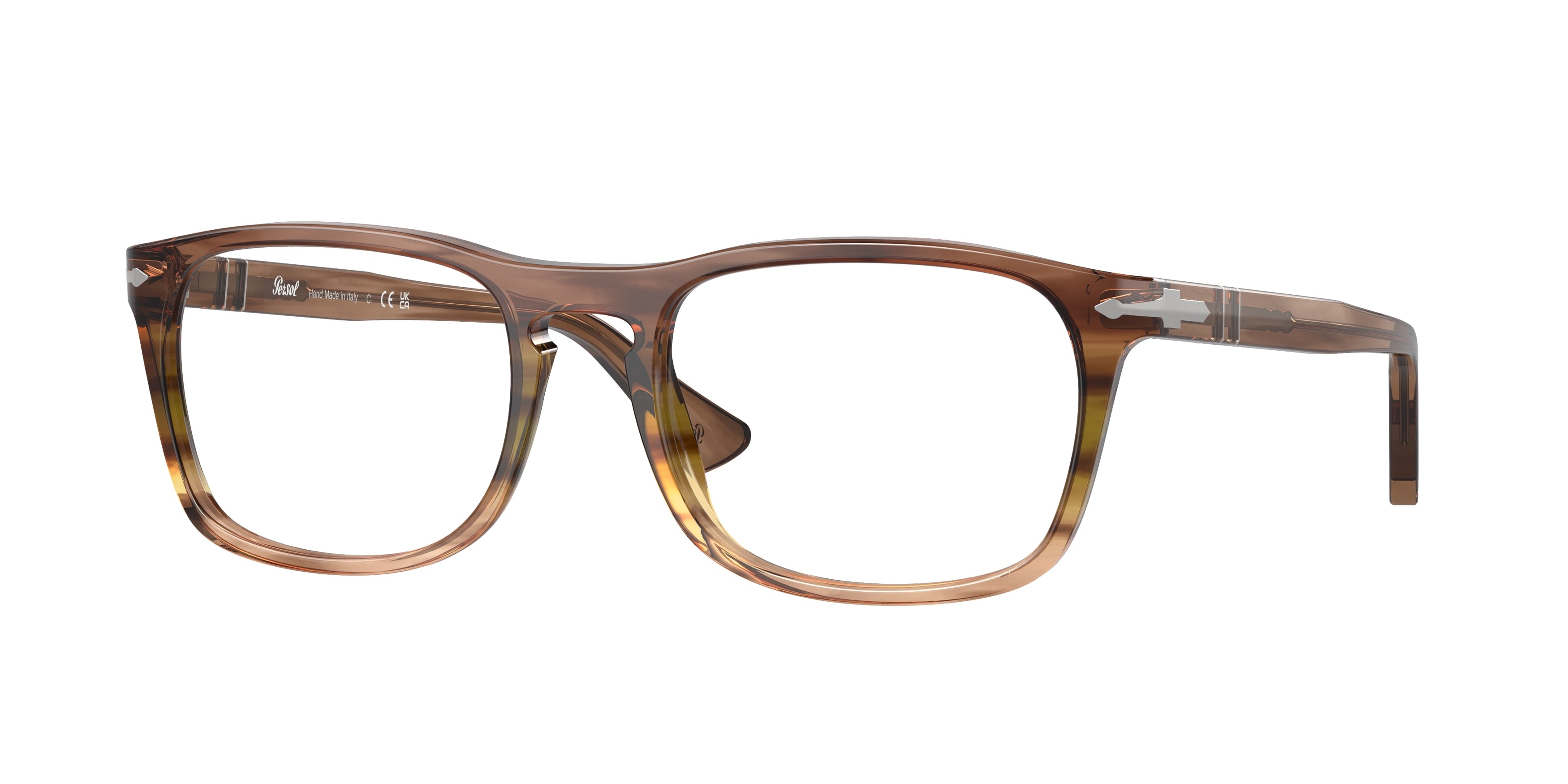 Persol PO3344V Pillow Eyeglasses 1207-Striped Brown Gradient Green 54-145-19 - Color Map Tortoise