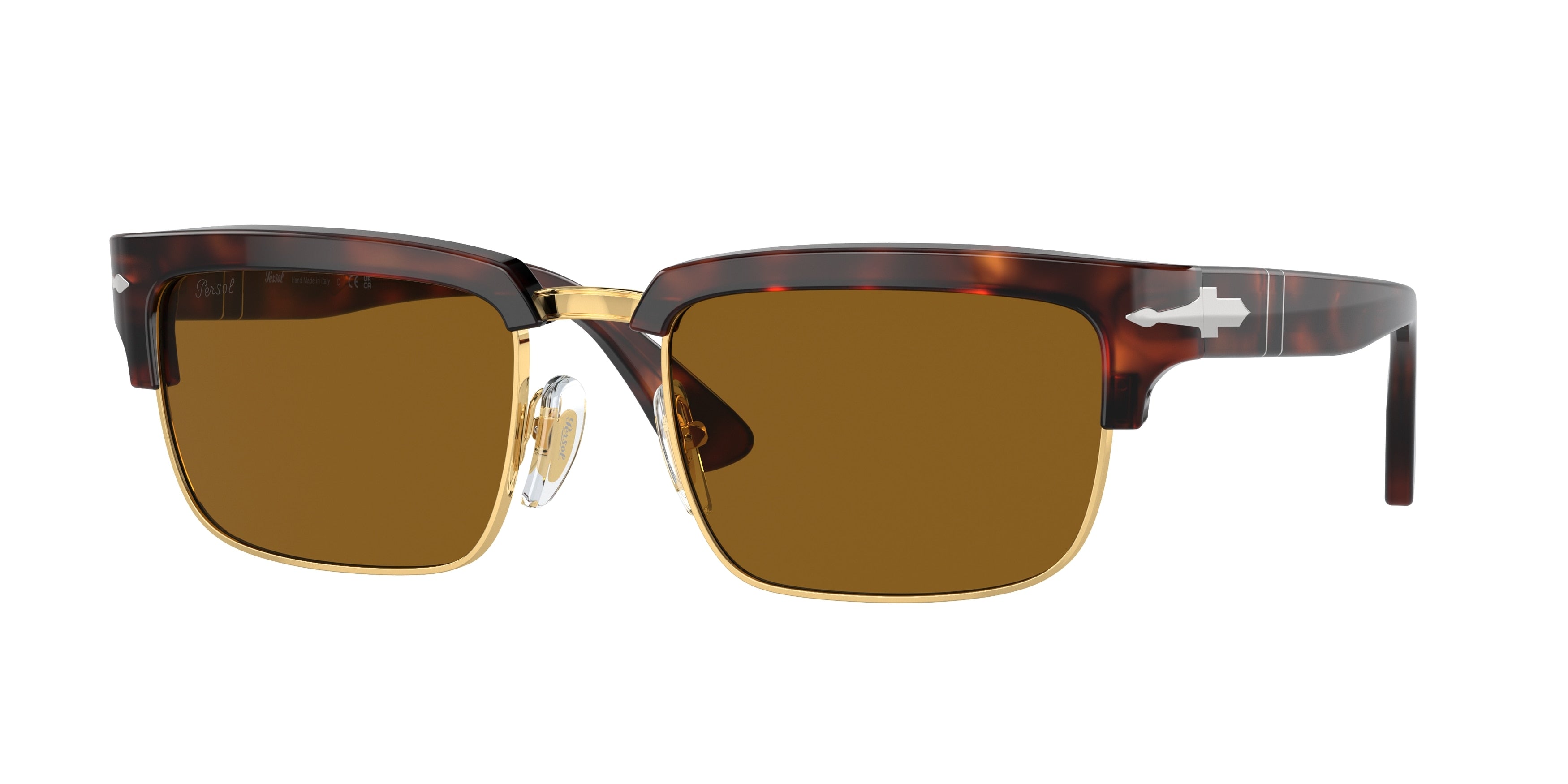 Persol PO3354S Rectangle Sunglasses 24/33-Tortoise Brown/Gold 56-145-20 - Color Map Tortoise