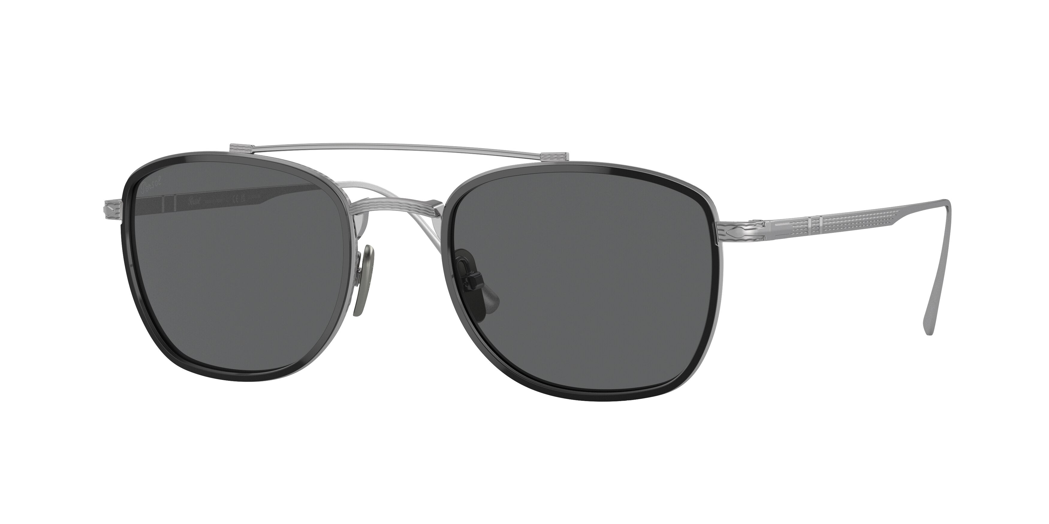 Persol PO5005ST Rectangle Sunglasses 8006B1-Silver/Black 50-145-21 - Color Map Silver