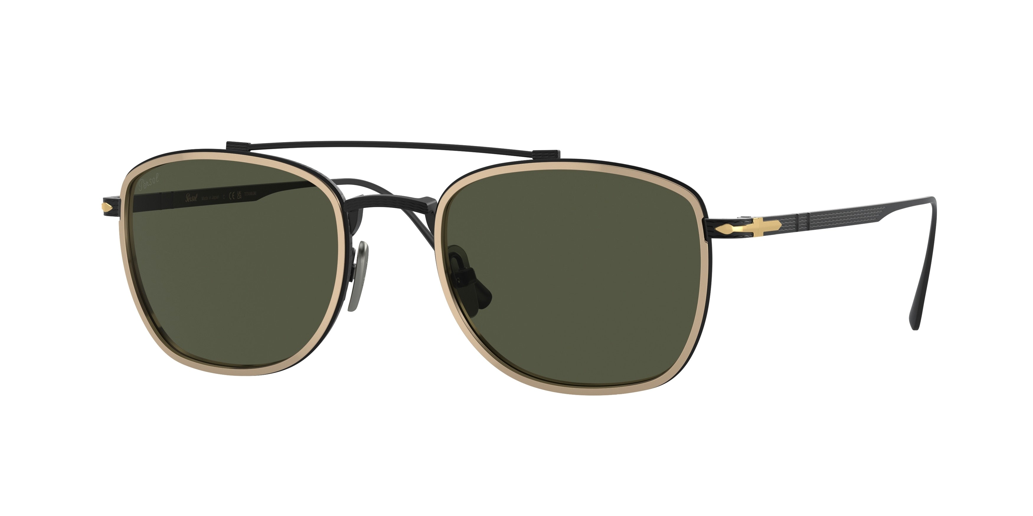 Persol PO5005ST Rectangle Sunglasses 800831-Black/Gold 50-145-21 - Color Map Black