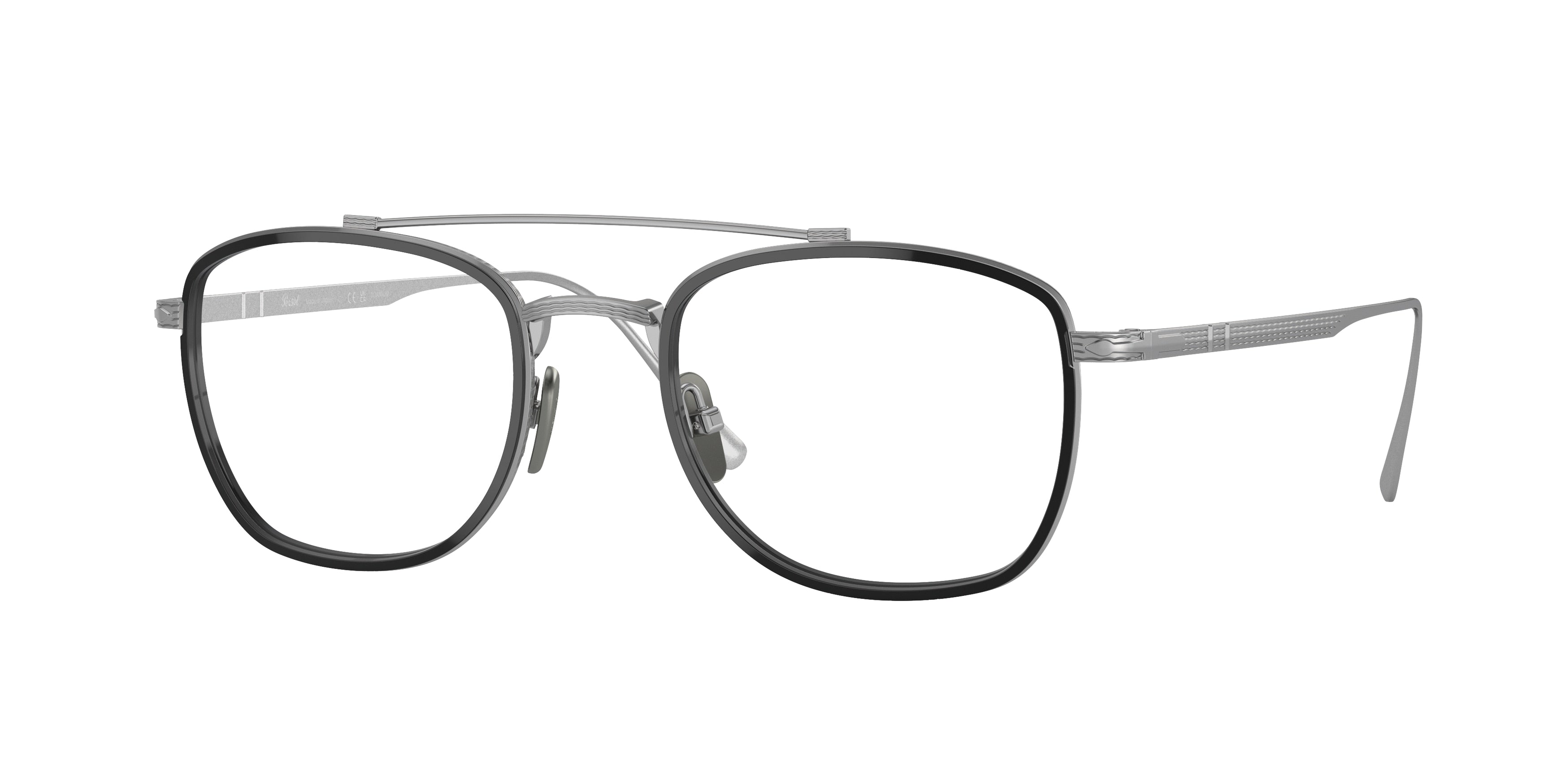 Persol PO5005VT Rectangle Eyeglasses 8006-Silver/Black 48-145-21 - Color Map Silver