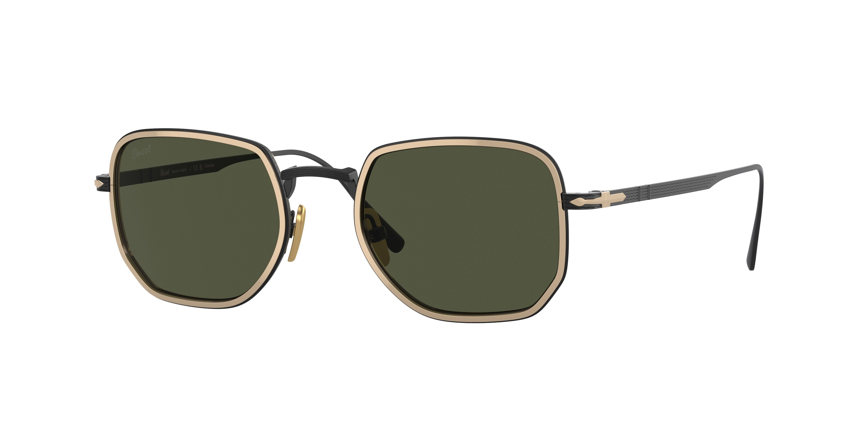 Persol PO5006ST Rectangle Sunglasses 800831-Black/Gold 47-145-20 - Color Map Black