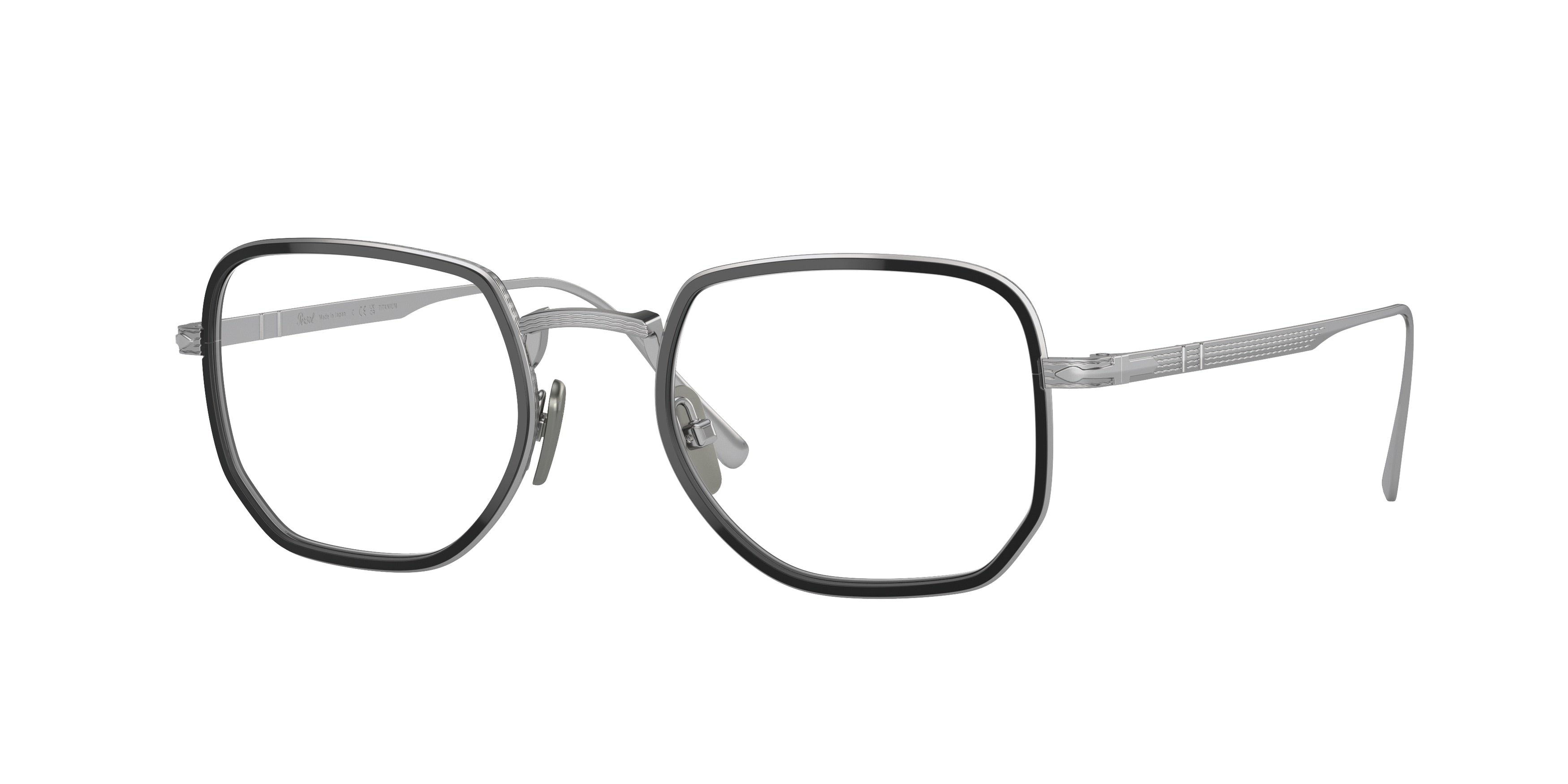 Persol PO5006VT Rectangle Eyeglasses 8006-Silver/Black 47-145-20 - Color Map Silver